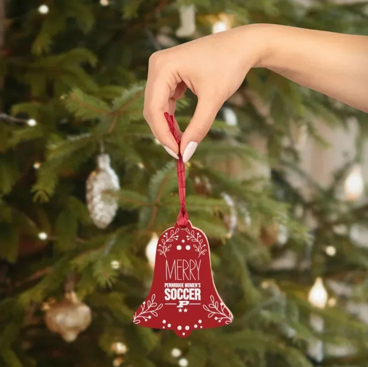 Pennridge Women's Soccer Magnetic Wood Christmas Bell Ornament Holiday Ornaments