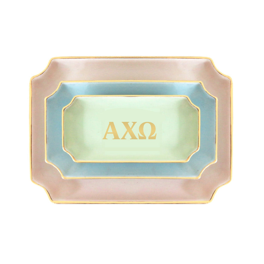 Alpha Chi Omega Gold Monogram Decorative Tray | AXO Big Little Gifts