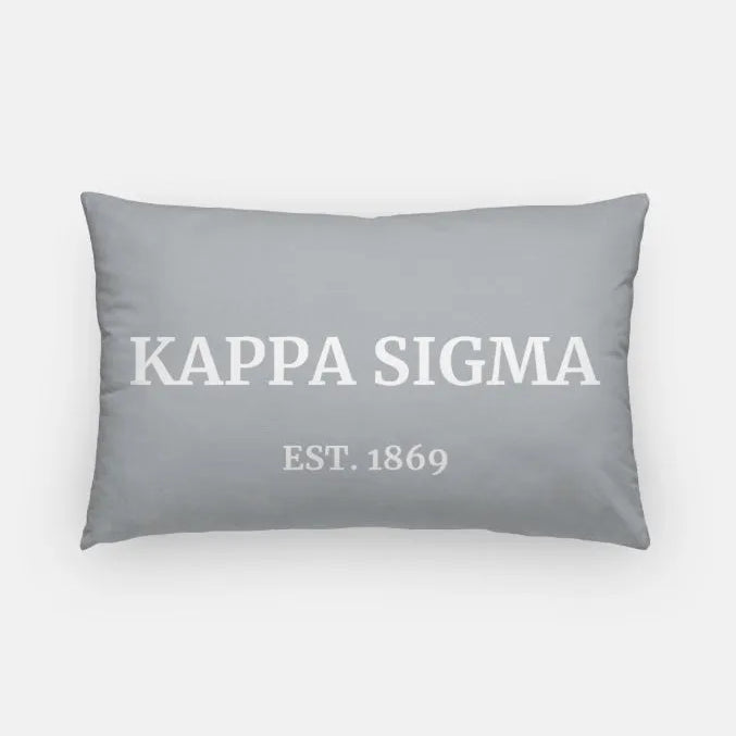 Kappa Sigma 1869 Lumbar Pillow Cover Light Gray Pillow Covers