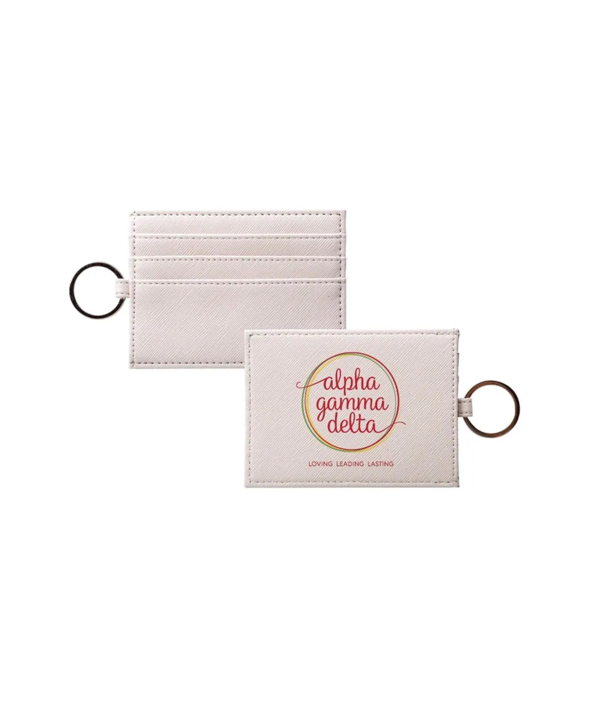Alpha Gamma Delta Traditional Vegan Saffiano Keychain Card Holder Travel Wallet
