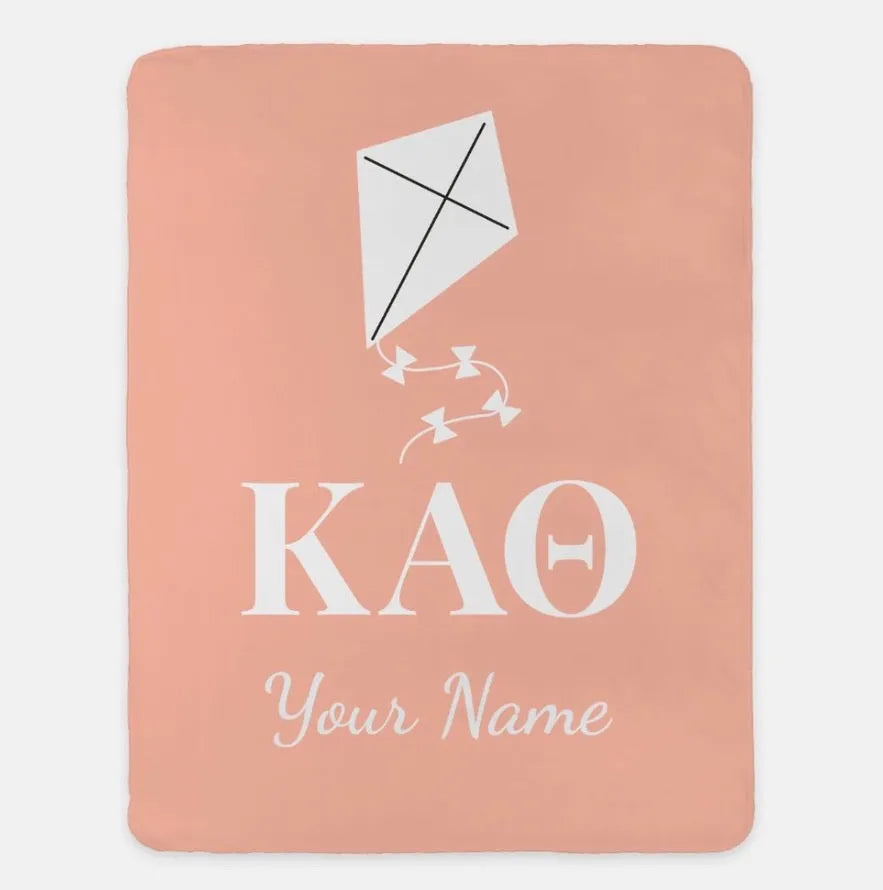 Personalized Kappa Alpha Theta XL 60x80 Sherpa Blanket Pink Throw Blankets