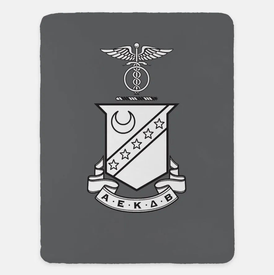 Kappa Sigma XL 60x80 Blanket - Crest Gray White Throw Blankets