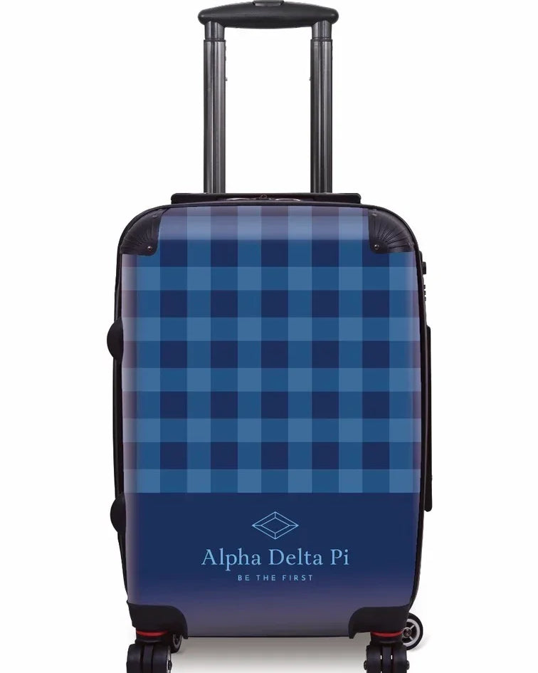 Alpha Delta Pi Carry-on Luggage - Gingham Midnight Blue Suitcases