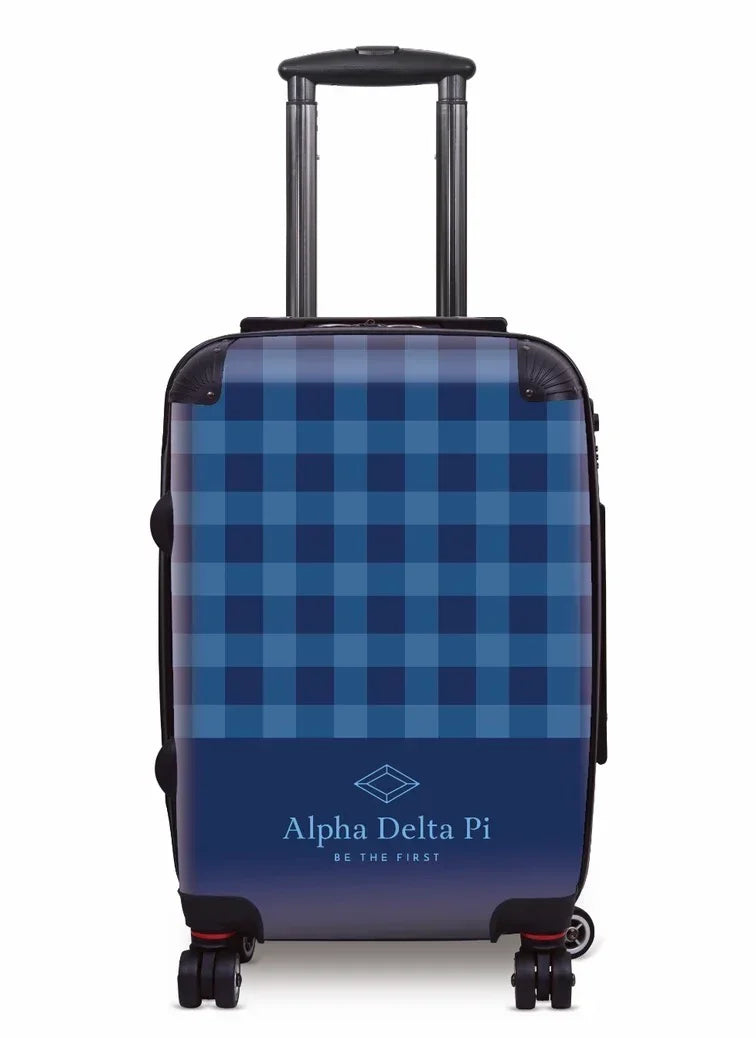 Alpha Delta Pi Carry-on Luggage - Gingham Midnight Blue Suitcases