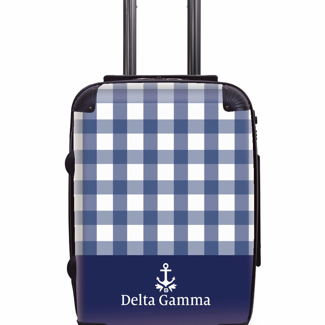Delta Gamma Carry-on Suitcase - Gingham Blue Suitcases