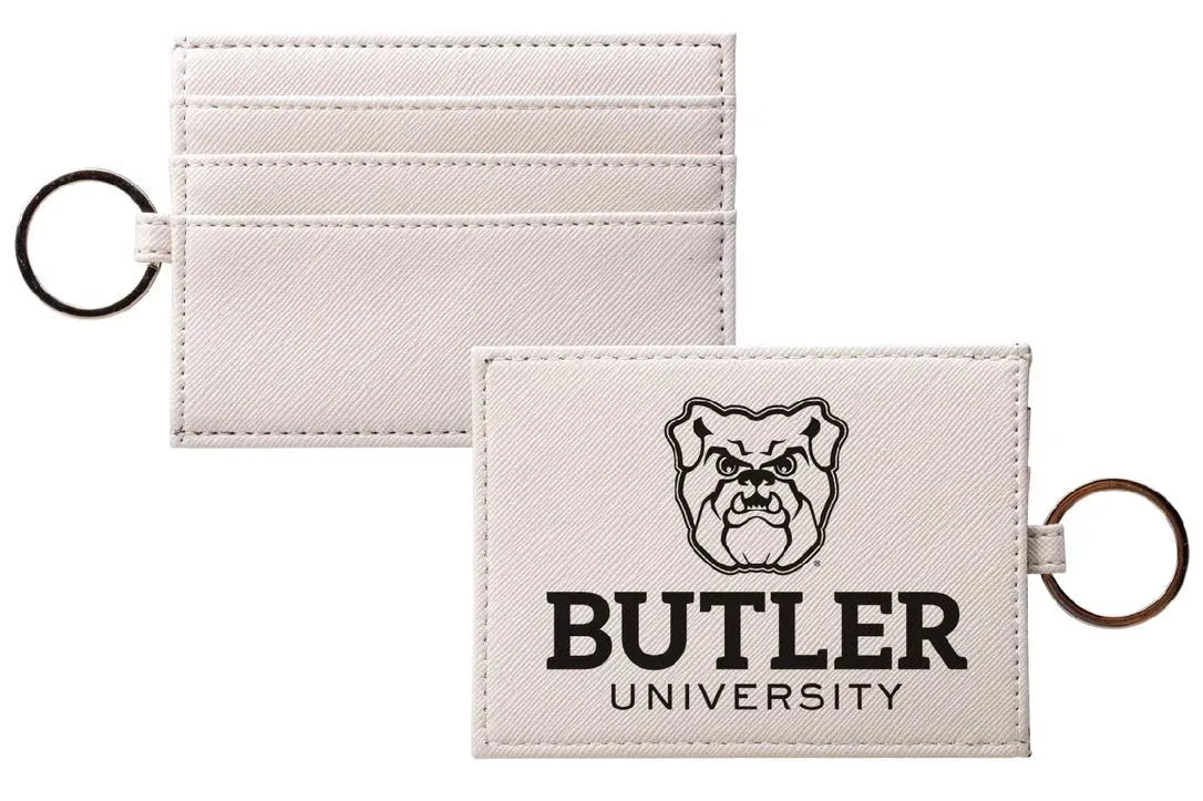 Butler University Vegan Saffiano Leather Traditional Keychain Card Holder Black Travel Wallet