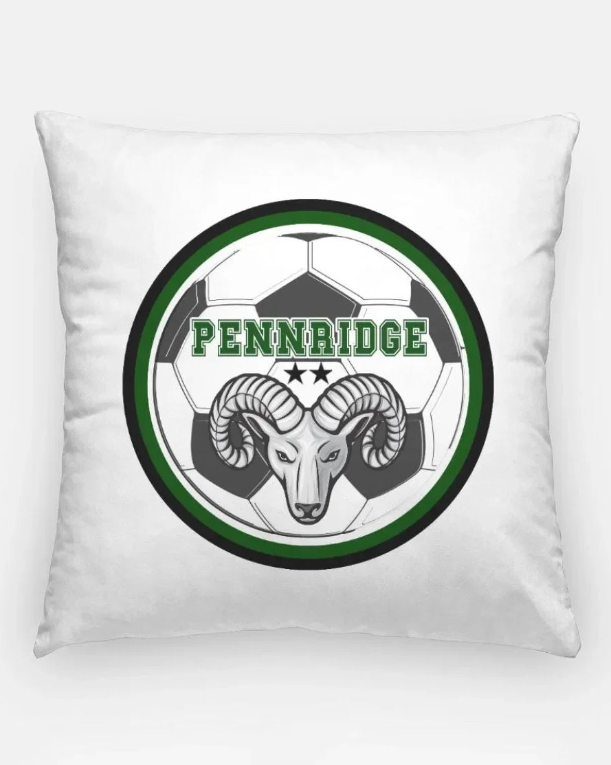 Pennridge Women's Soccer 18" Throw Pillow Cover - Ram Soccer Ball White Pillow Covers