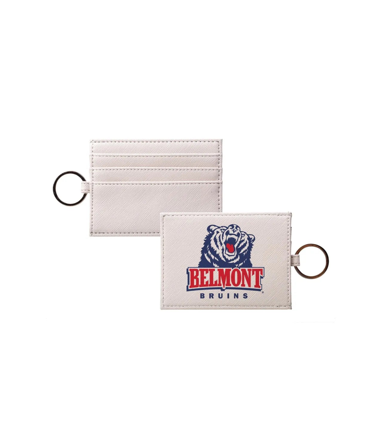 Belmont Bruins Vegan Saffiano Leather Keychain Card Holder Travel Wallet