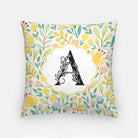 Flat Leaf Floral Monogram Pillow Cover 18" Yellow Monogram Pillow Covers