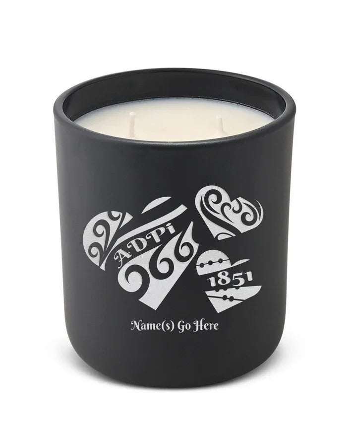 Personalized ADPi Laser Etched Glow Candle Candle 12 oz. - Hearts