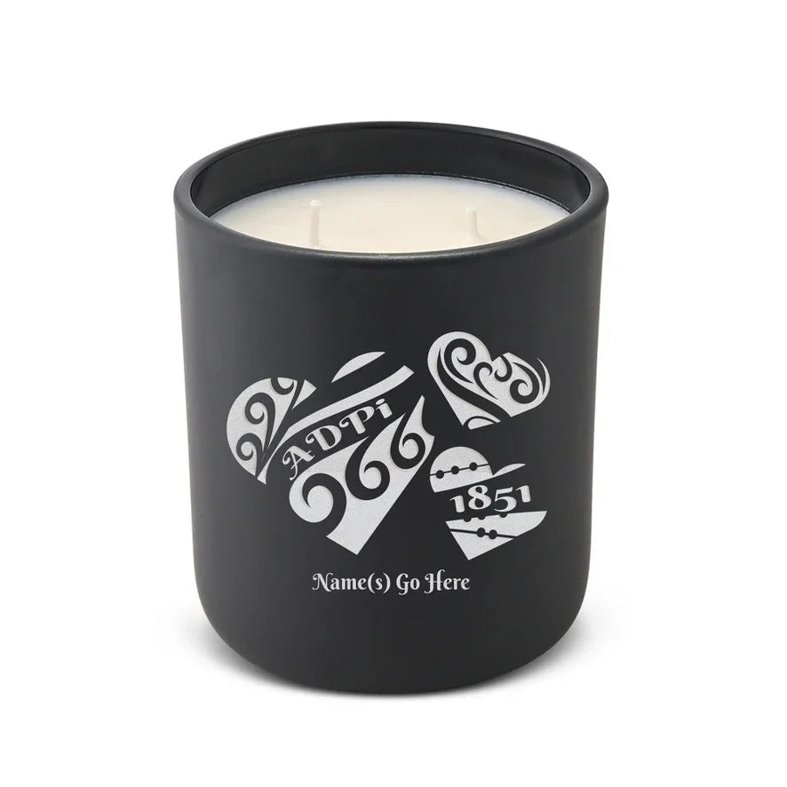 Personalized ADPi Laser Etched Glow Candle Candle 12 oz. - Hearts