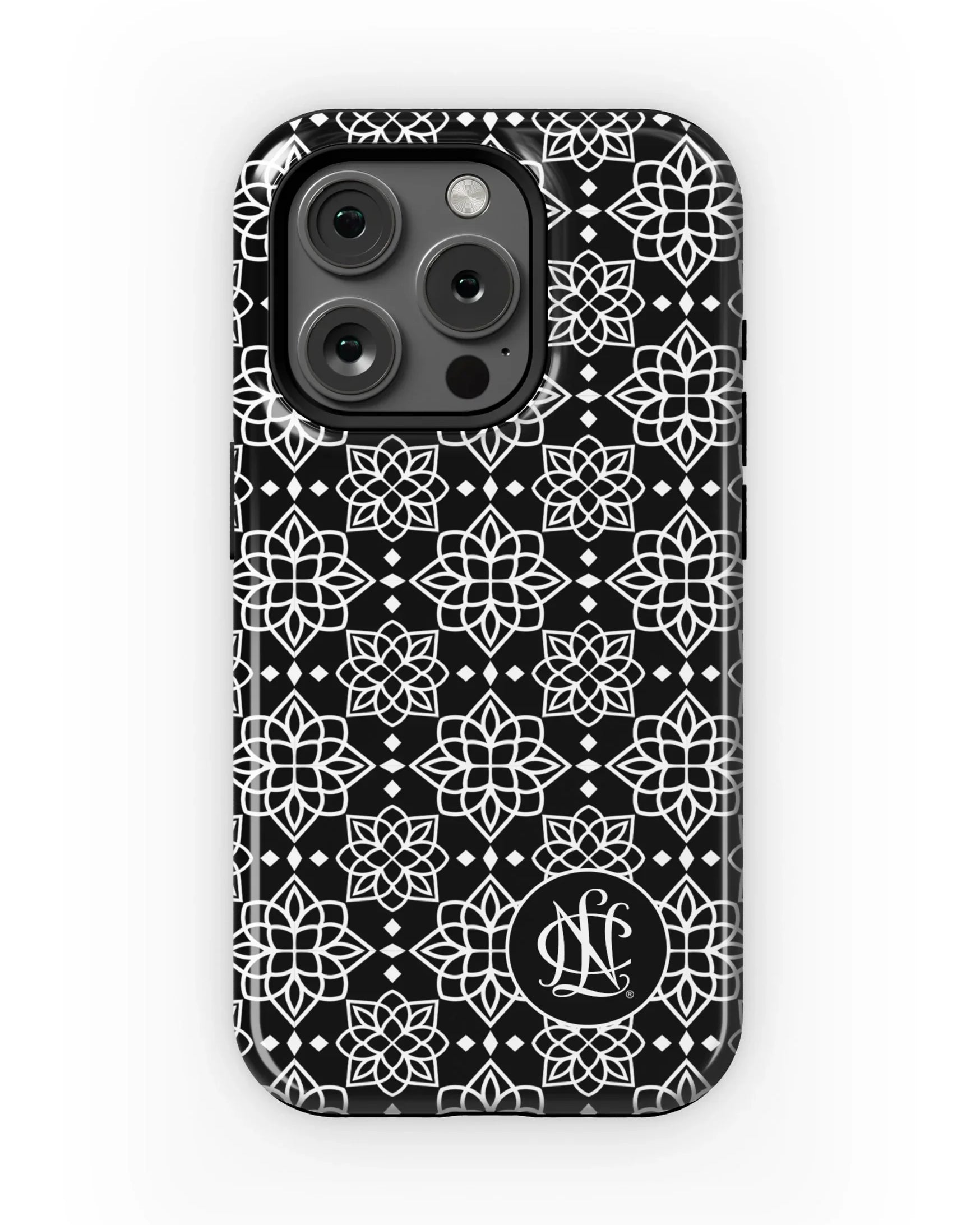 National Charity League iPhone 16, 15, 14 Phone Case Black Ornate