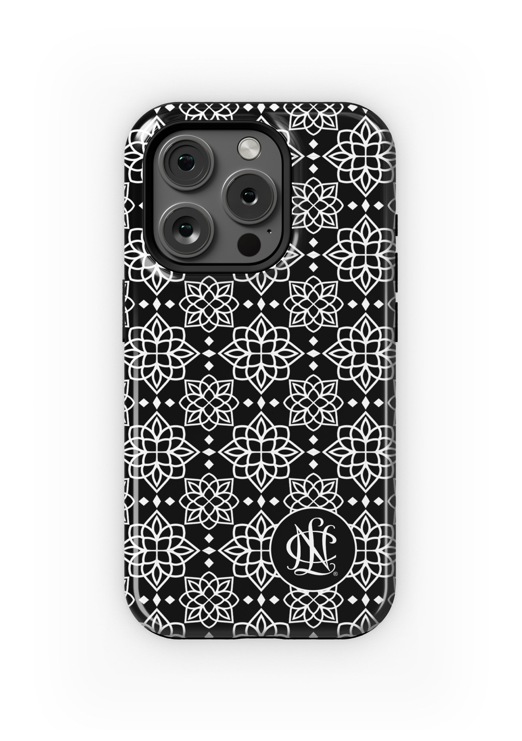 National Charity League iPhone 16, 15, 14 Phone Case Black Ornate