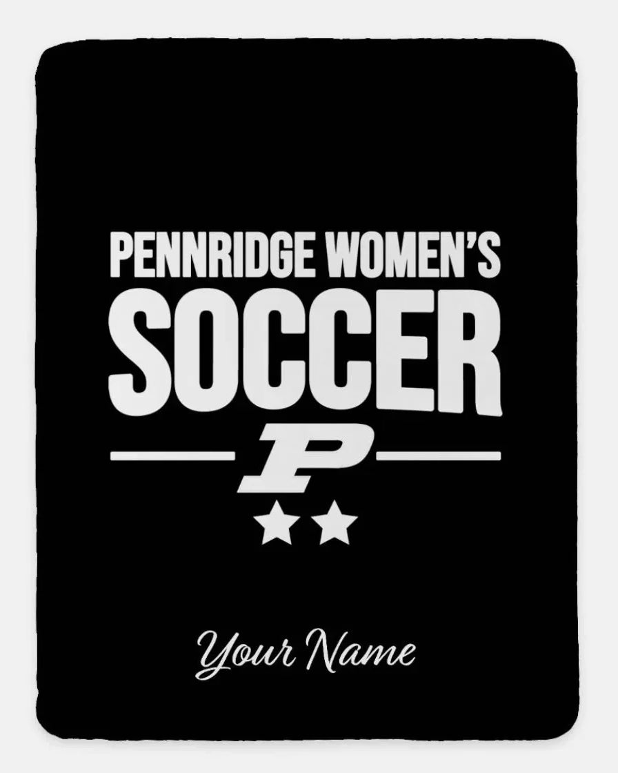 Pennridge Women's Soccer XL 60x80 Sherpa Blanket Personalized Black Throw Blankets