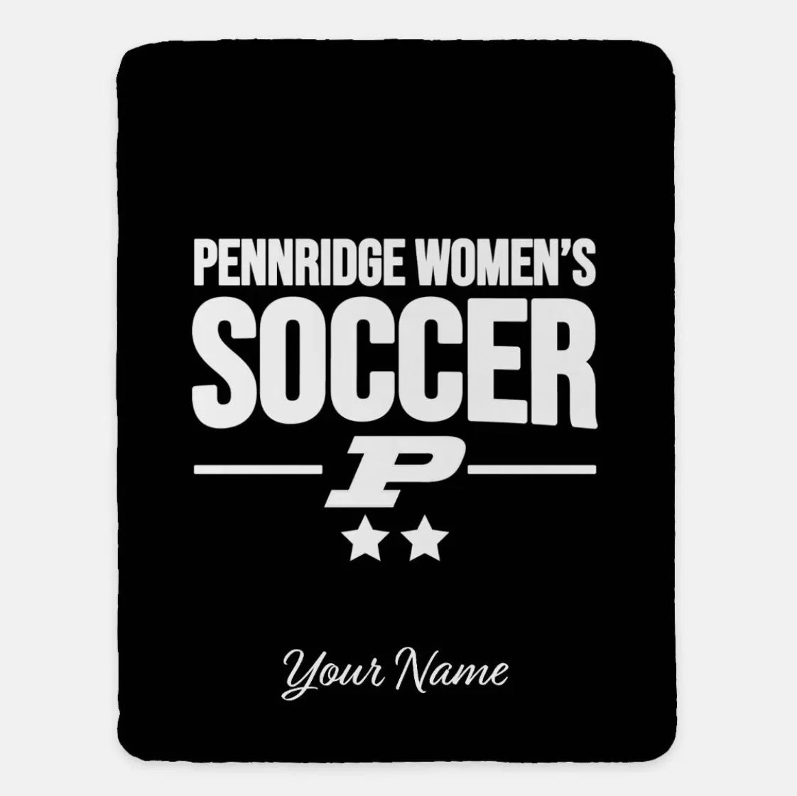 Pennridge Women's Soccer XL 60x80 Sherpa Blanket Personalized Black Throw Blankets
