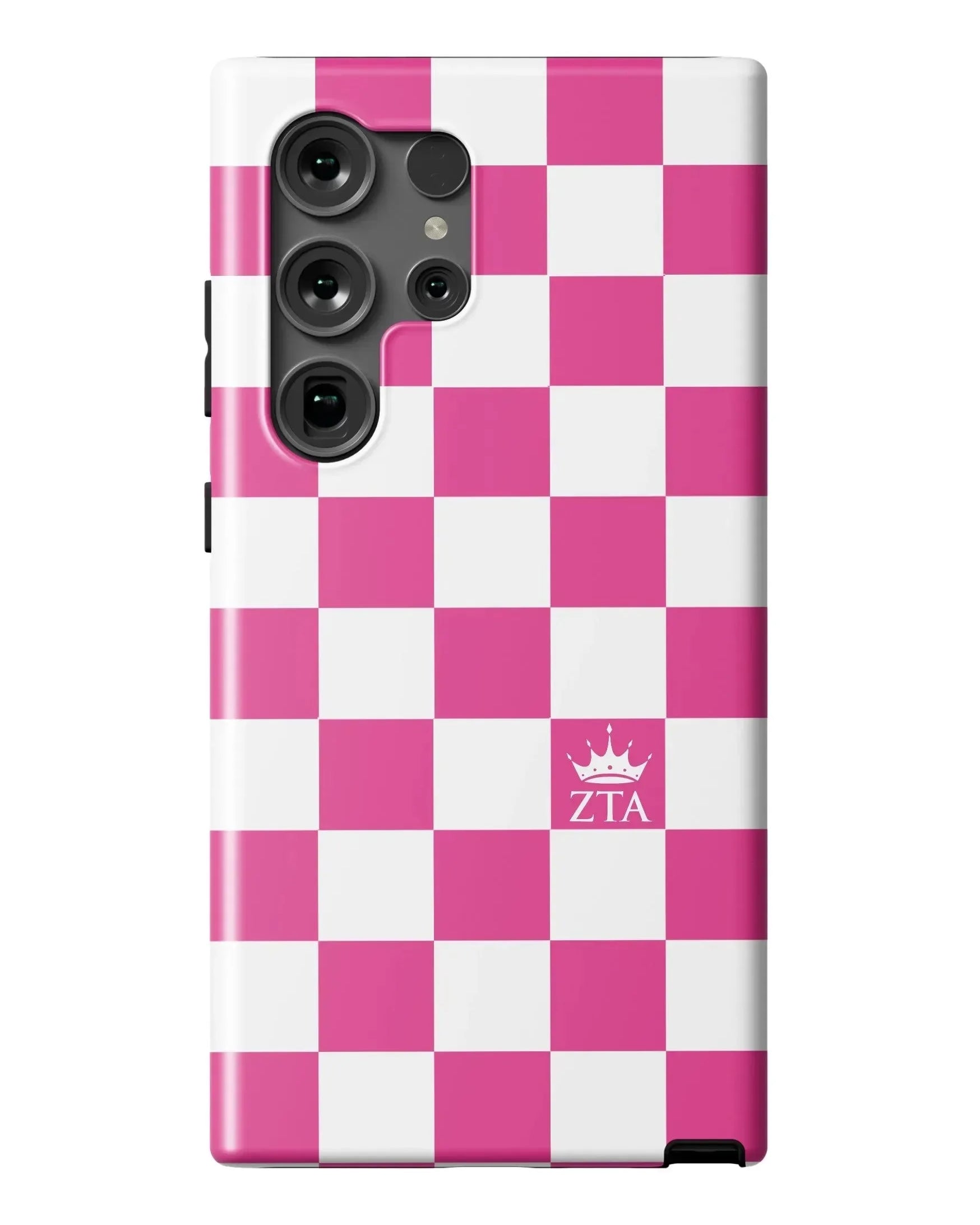 Zeta Tau Alpha Samsung Galaxy 24, 23 Mobile Phone Case - Pink Check Matte Mobile Phone Cases