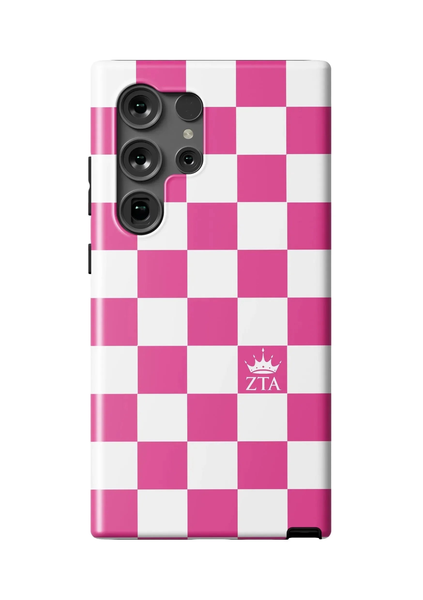 Zeta Tau Alpha Samsung Galaxy 24, 23 Mobile Phone Case - Pink Check Matte Mobile Phone Cases