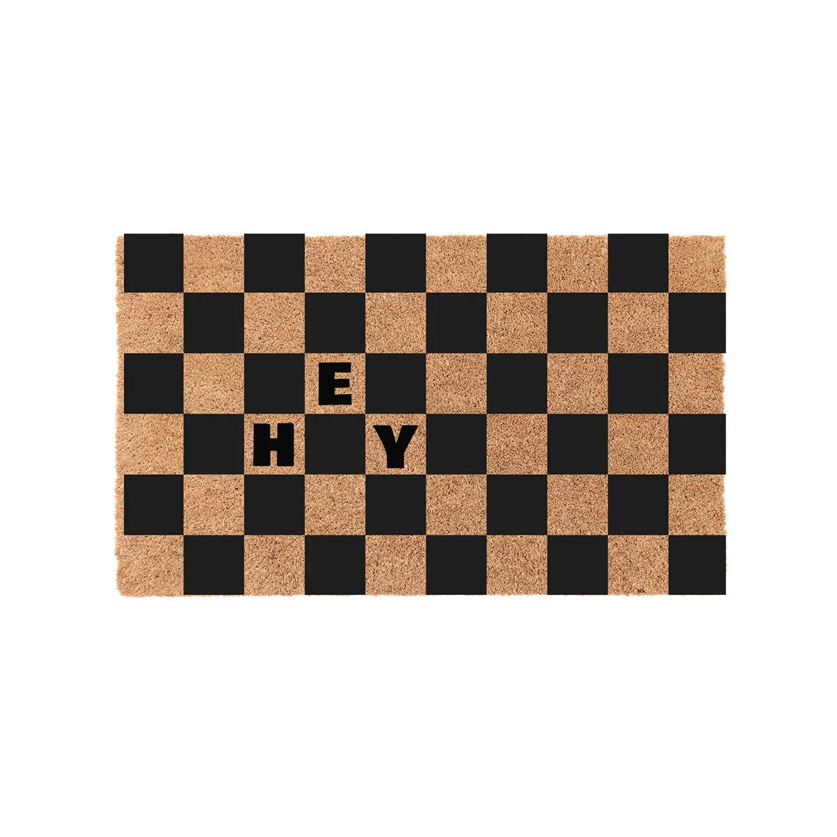 Hey Black Check Coir Doormat Door Mats