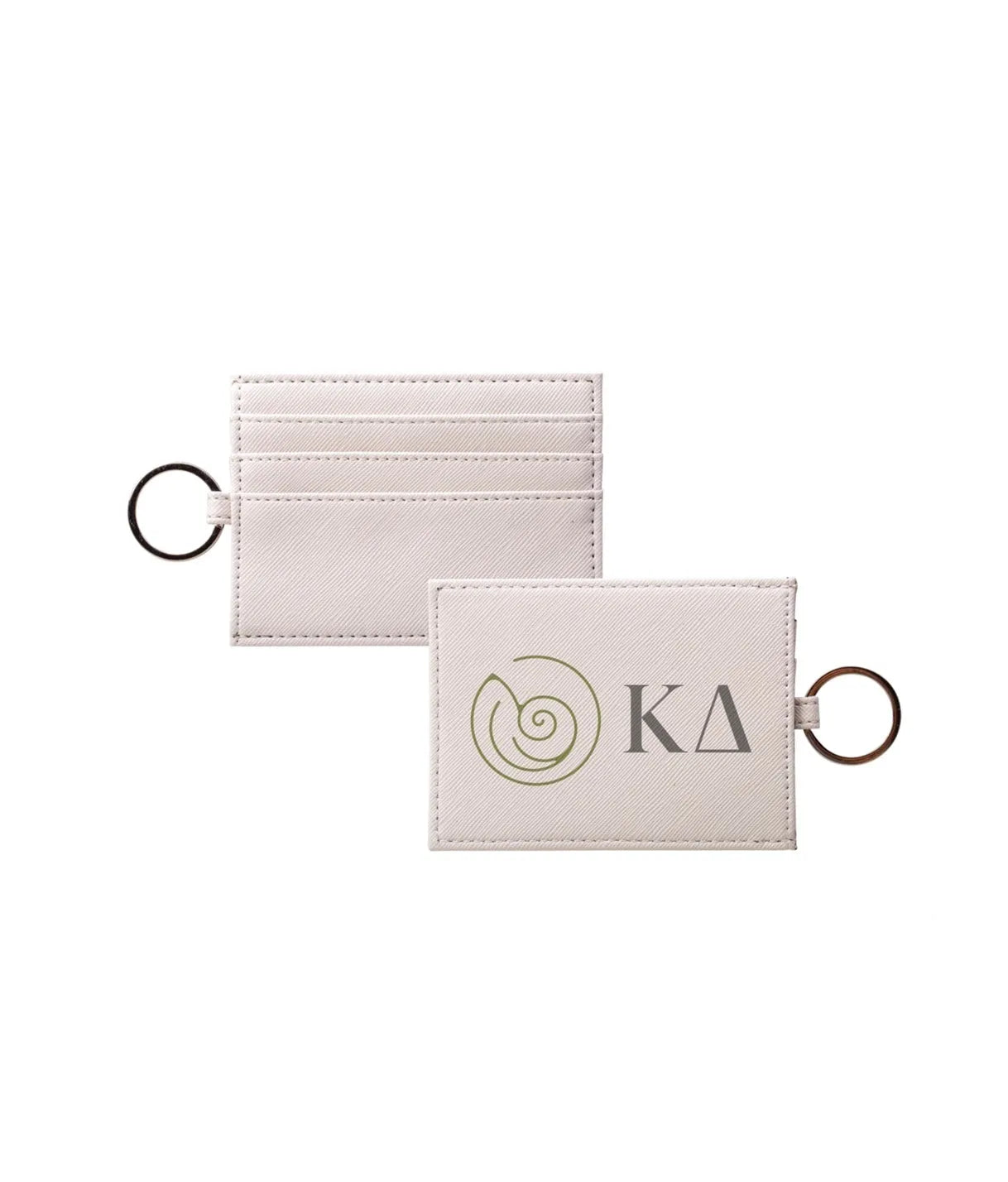 Kappa Delta Vegan Saffiano Leather Keychain Card Holder - Greek Letters Full Color Travel Wallet