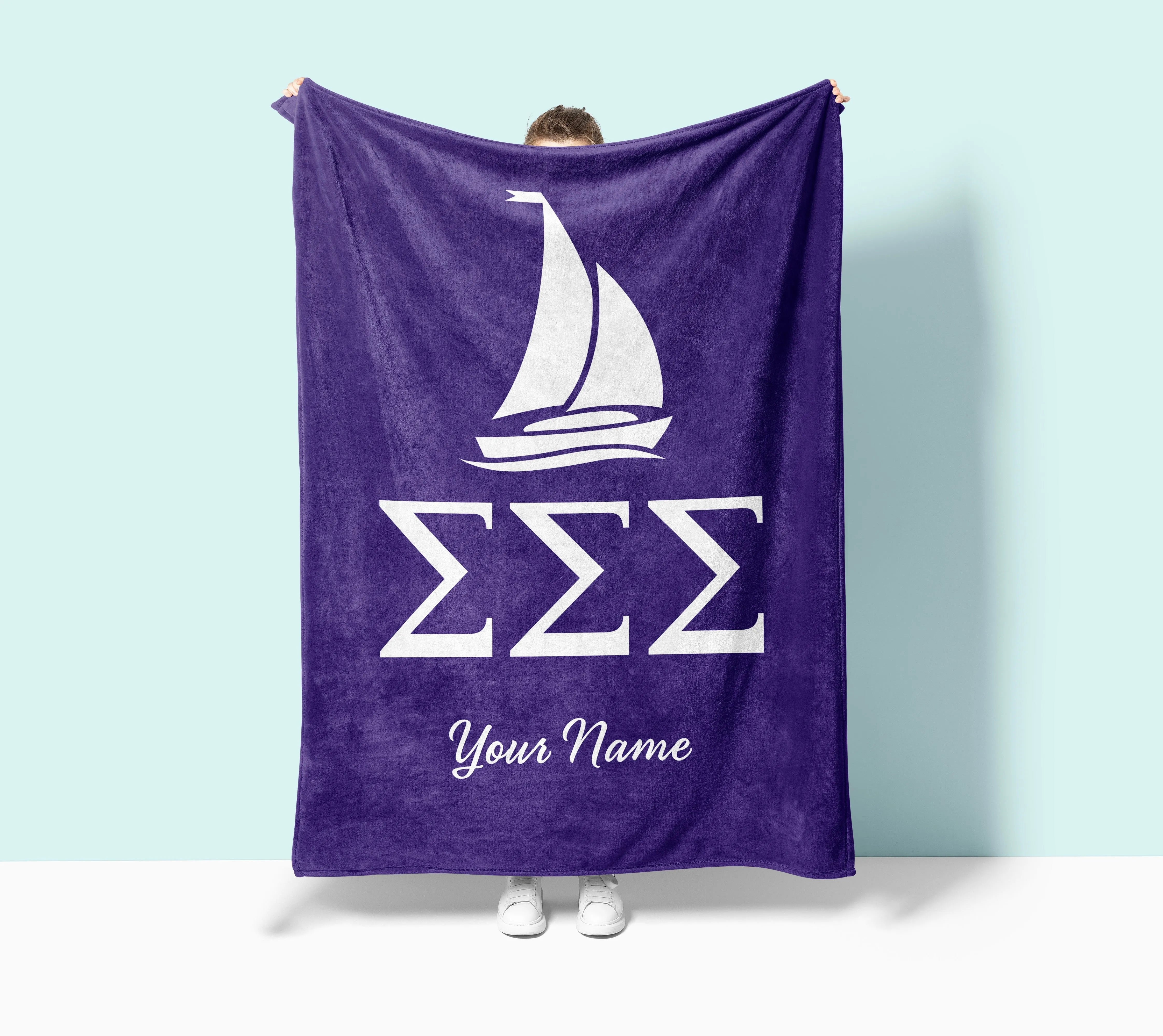 Personalized Tri Sigma XL 60x80 Sherpa Throw Blanket Throw Blankets