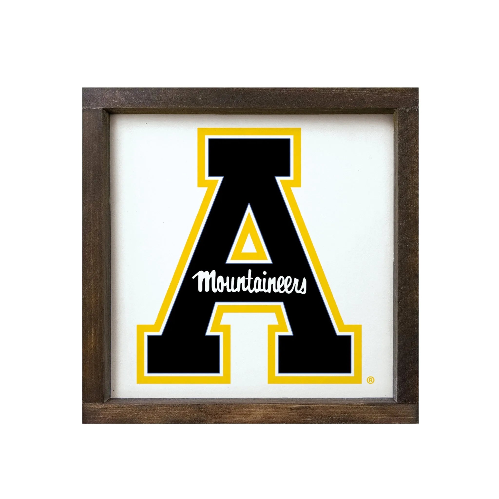 Appalachian State University 12x12 Wood Framed Sign Walnut Stain Wall Art & Signs