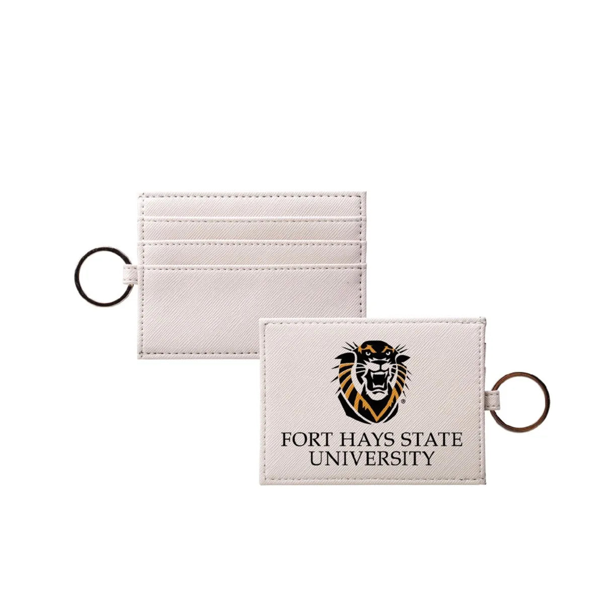 Fort Hays State University Vegan Saffiano Leather Keychain Card Holder Full Color Travel Wallet