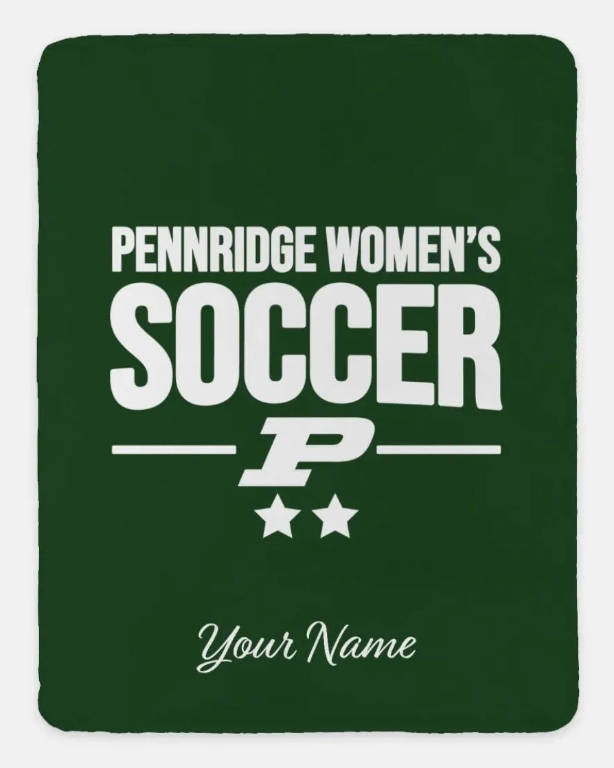 Pennridge Women's Soccer XL 60x80 Sherpa Blanket Personalized Green Throw Blankets