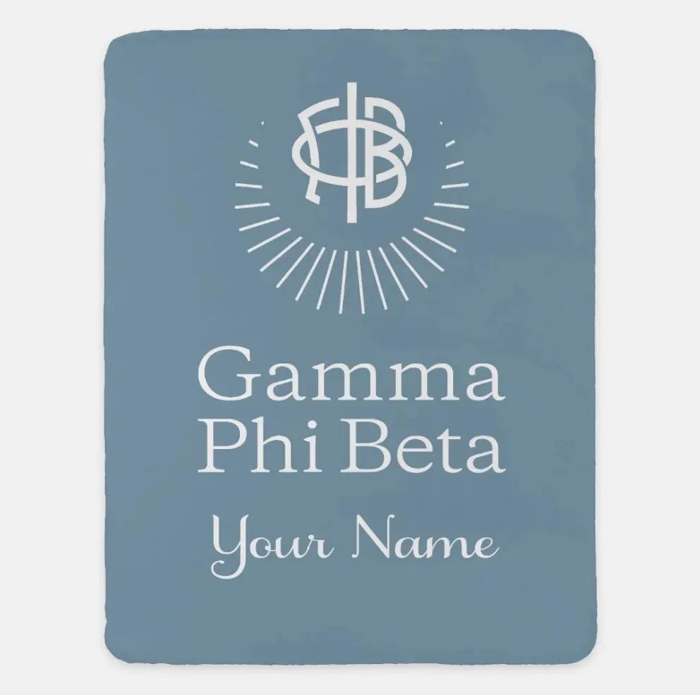 Personalized Gamma Phi Beta XL 60x80 Sherpa Throw Blanket Blue Moon Throw Blankets