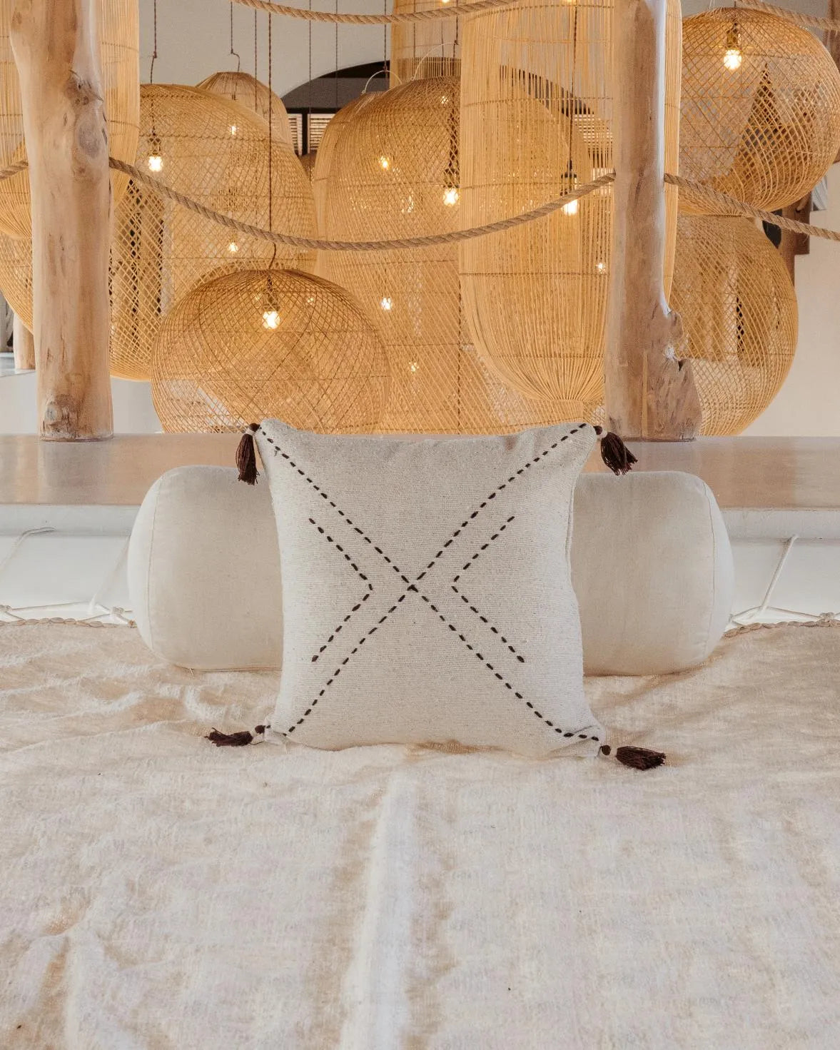 Ava Hand Stitched Cotton Pillows | Boho Dorm Decor