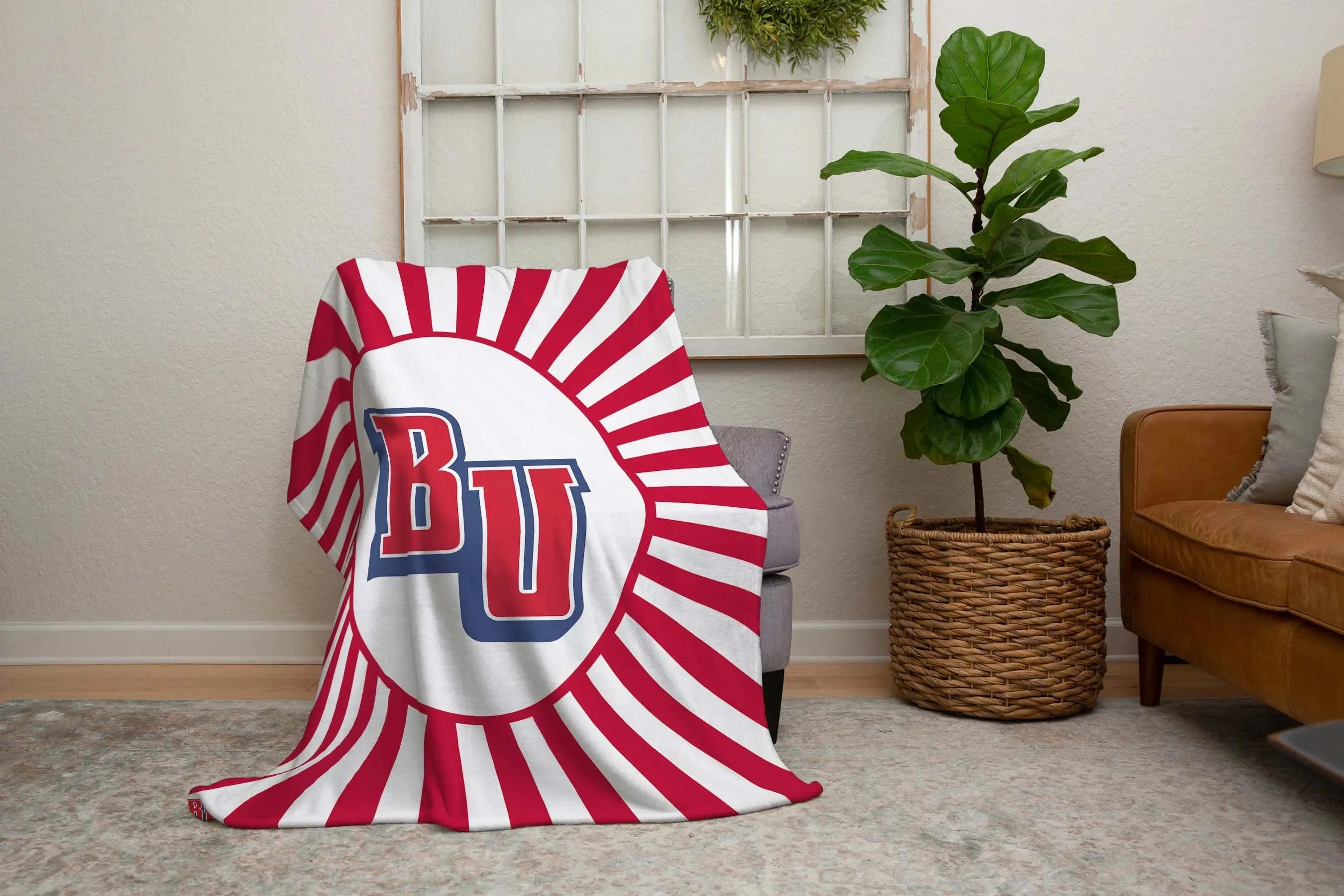 Belmont University Throw Blanket XL 60x80 - BU Red Starburst | Gifts Throw Blankets