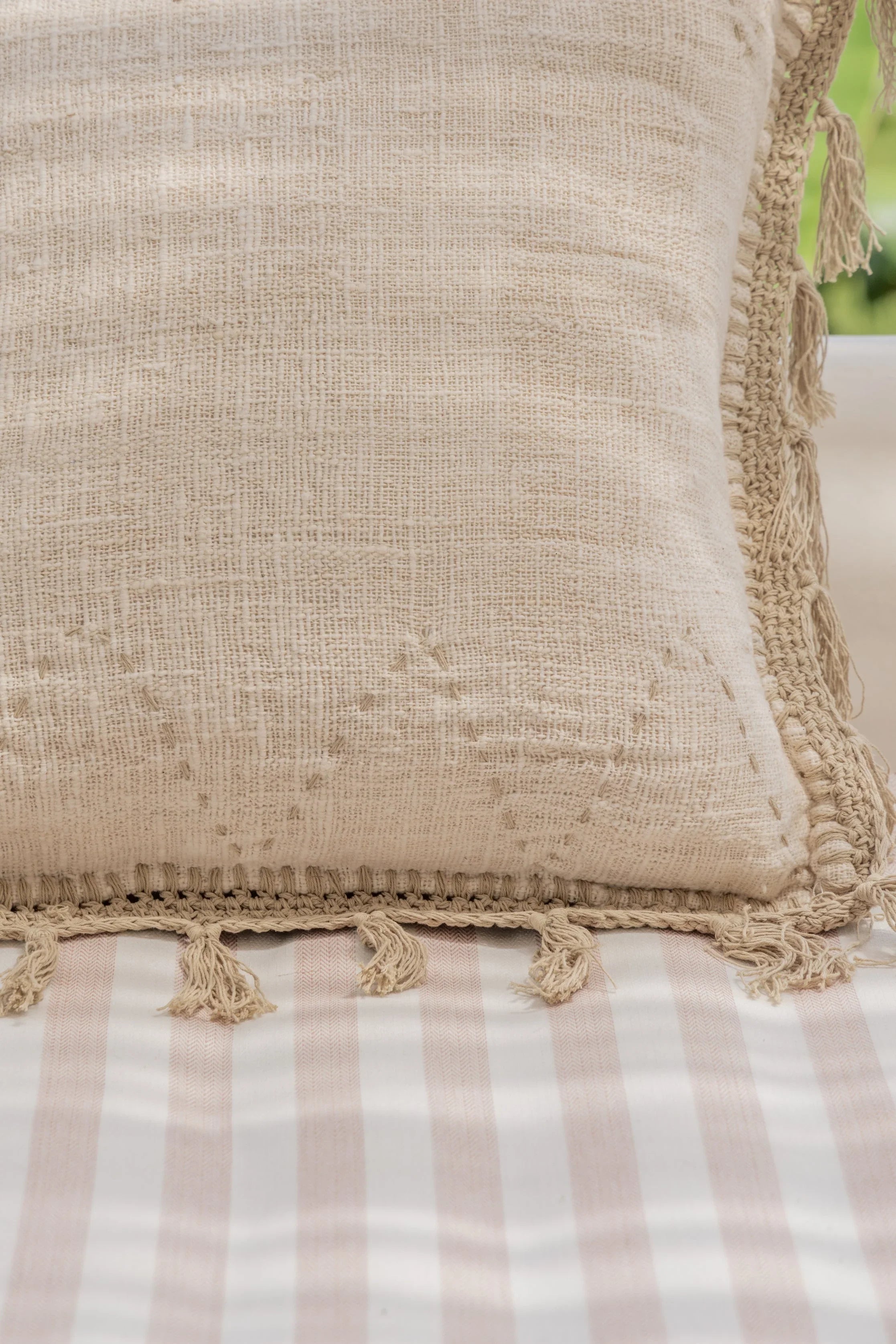 Gaia Hand Stitched Cotton Throw Pillow Cover | Boho Dorm Decor