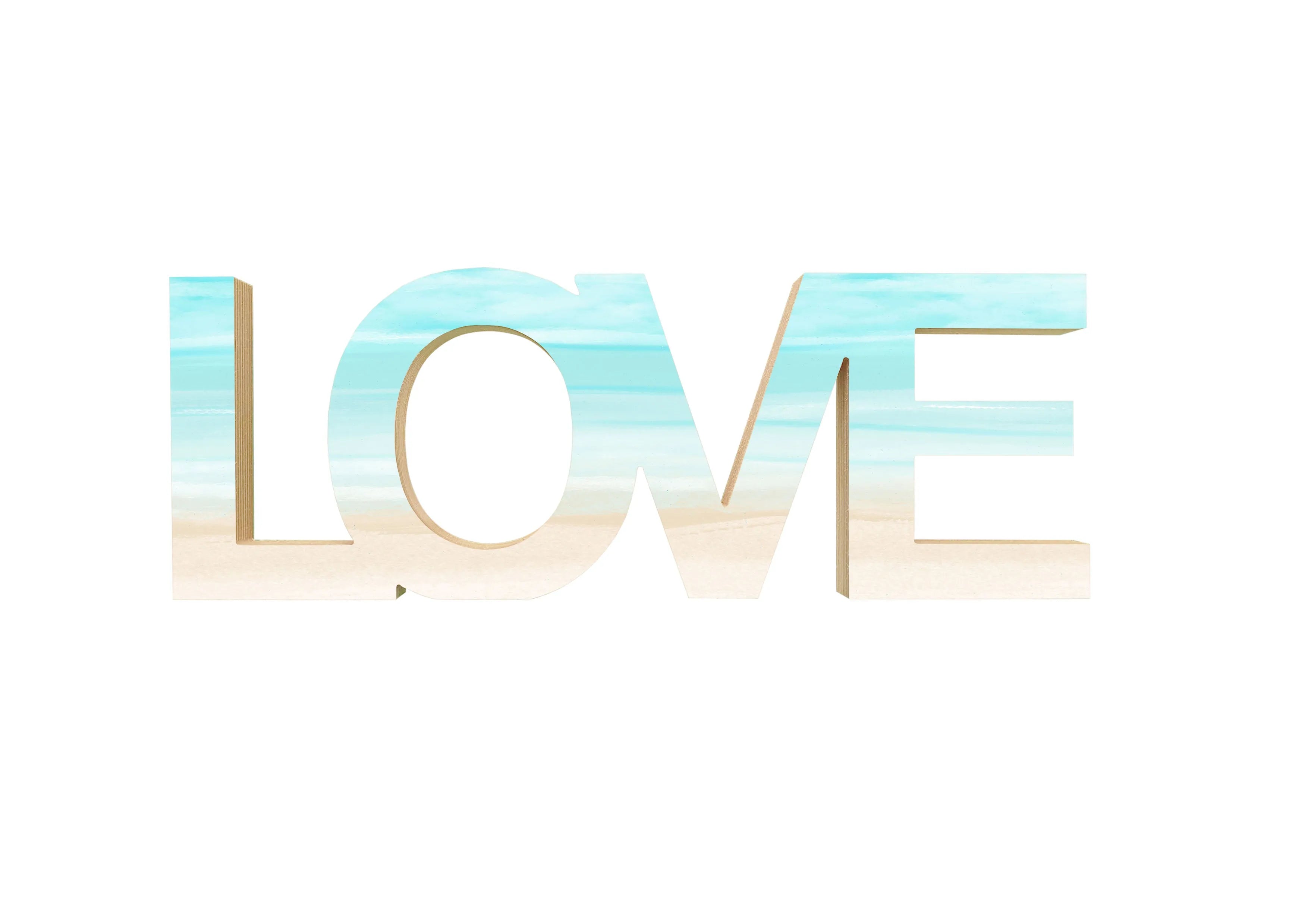 LOVE Beach Wood Shelf Sitter Decorative Plagues