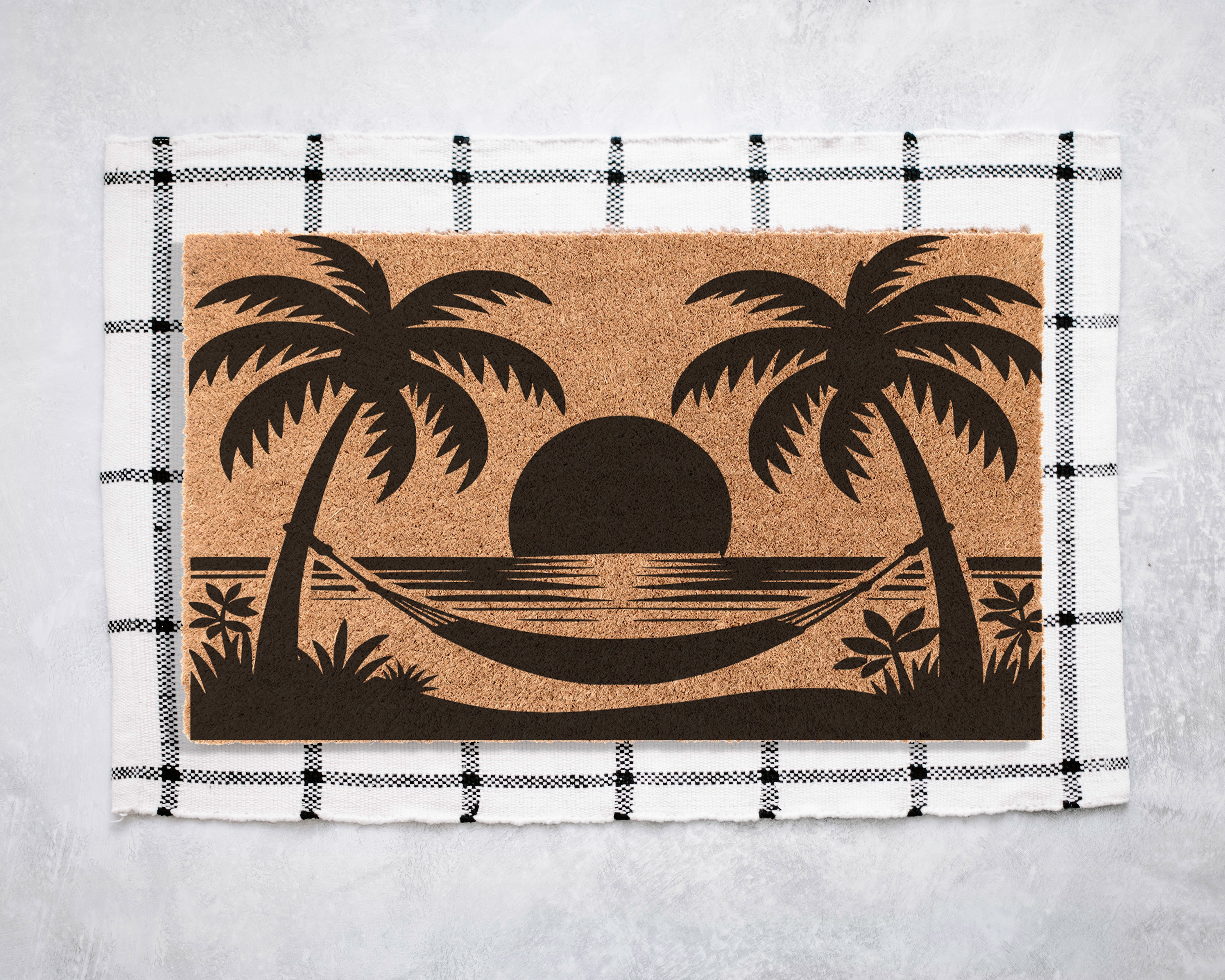 Beach Scene Block Coir Doormat Door Mats