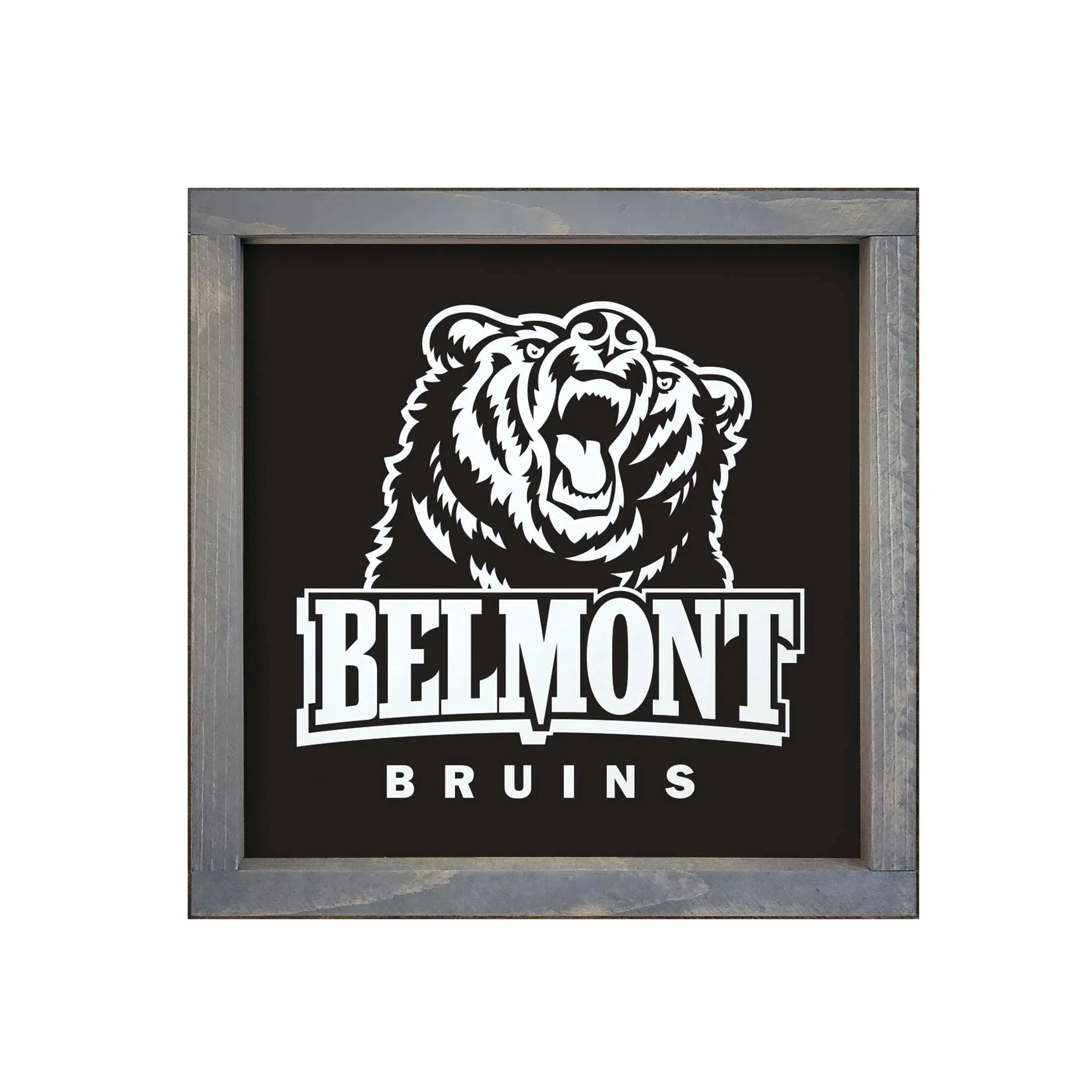 Belmont University Framed Sign - Traditional Black 12"x12" Weathered Gray Wall Art & Signs