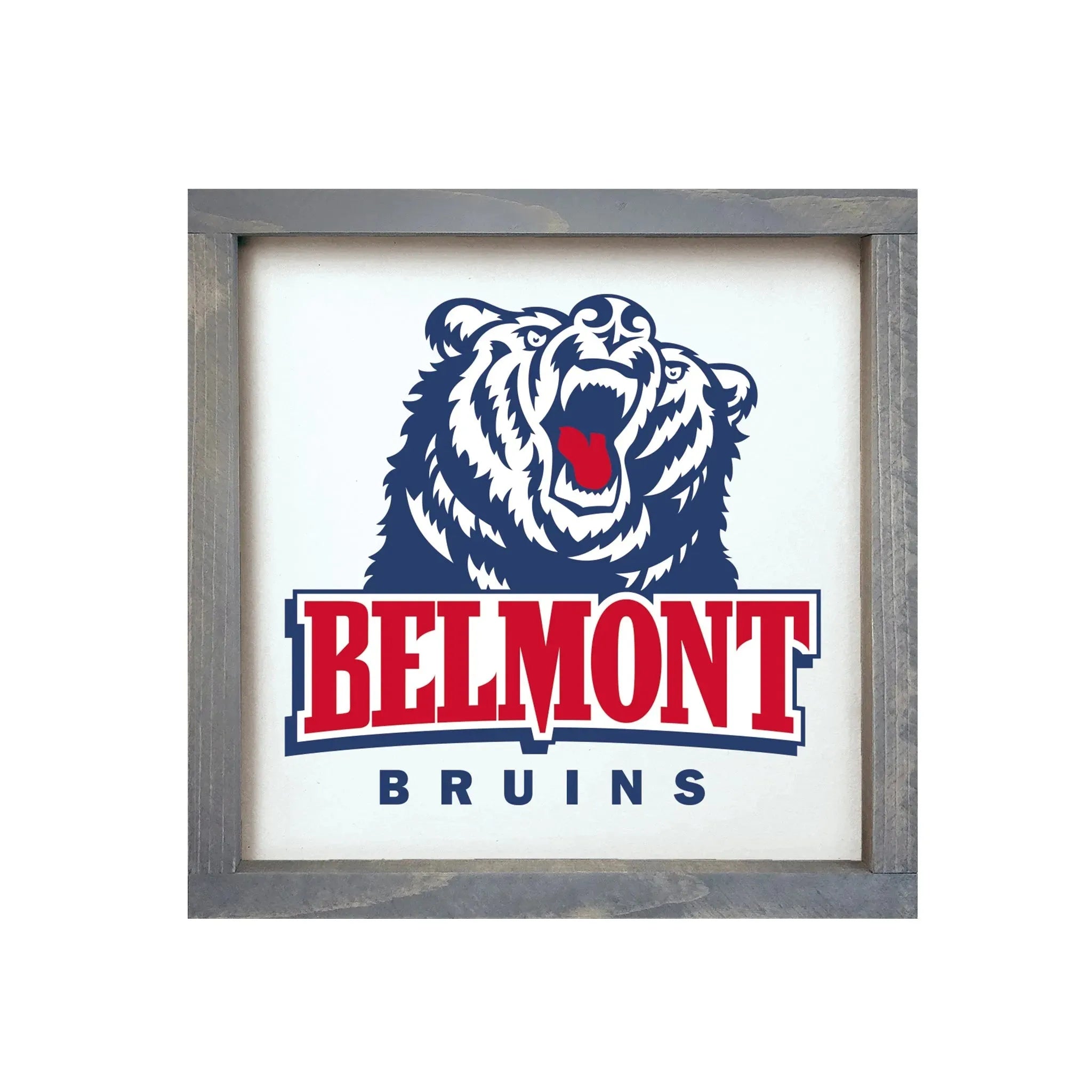 Belmont University Framed Sign - Traditional 12"x12" Weathered Gray Wall Art & Signs