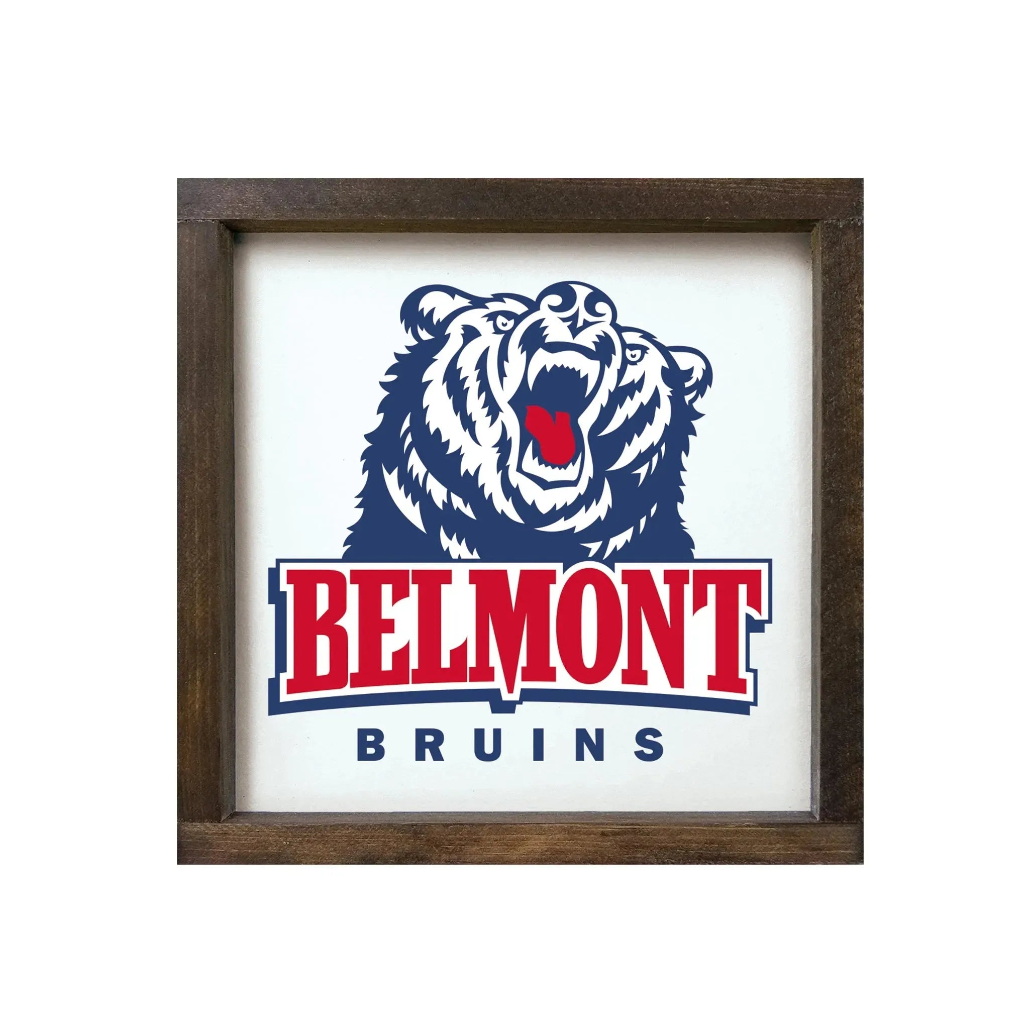 Belmont University Framed Sign - Traditional 12"x12" Walnut Stain Wall Art & Signs
