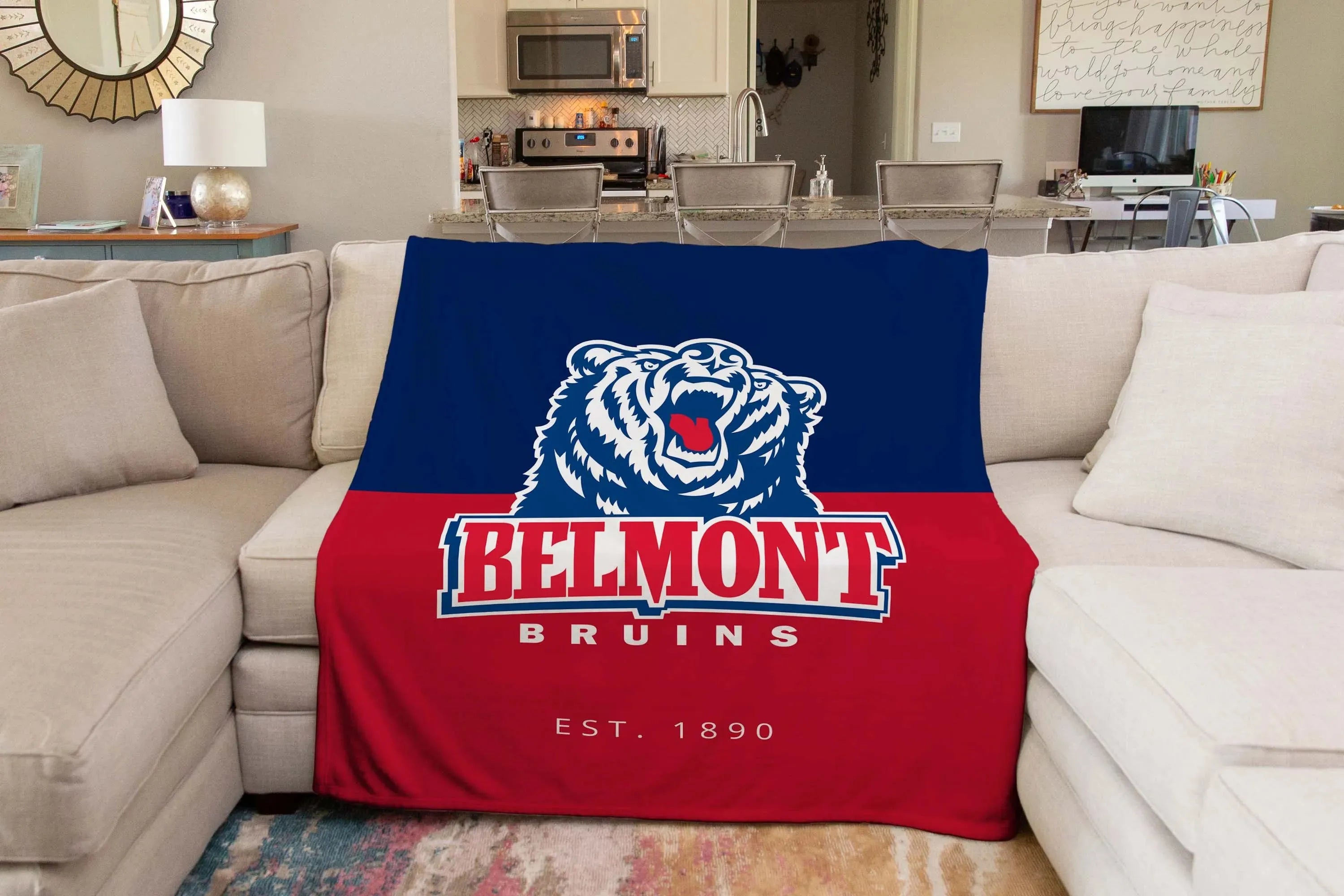 Belmont University XL 60x80 Sherpa Blanket - Color Block Throw Blankets