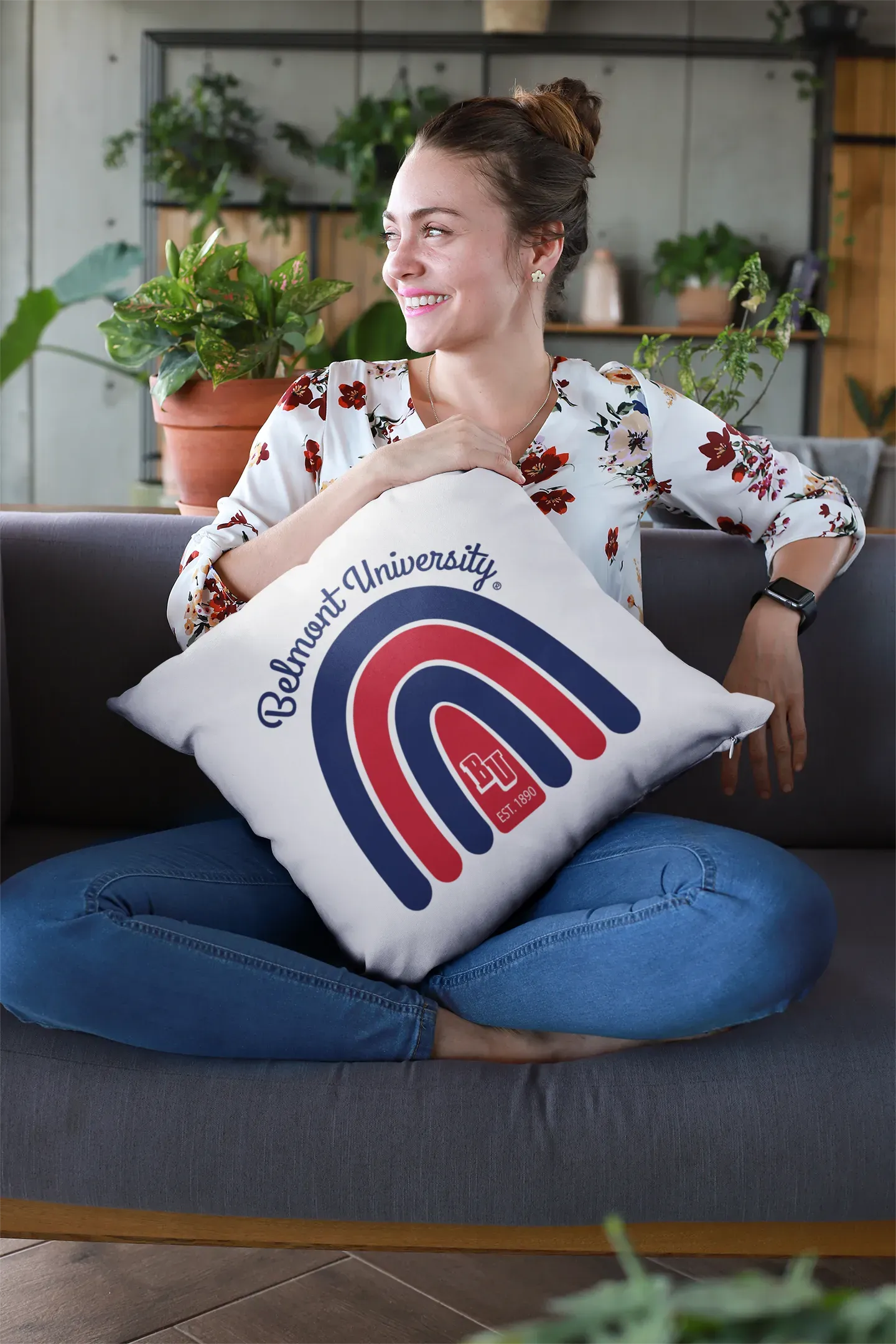 Belmont University 18" Throw Pillow Cover - Rainbow Pillow Covers