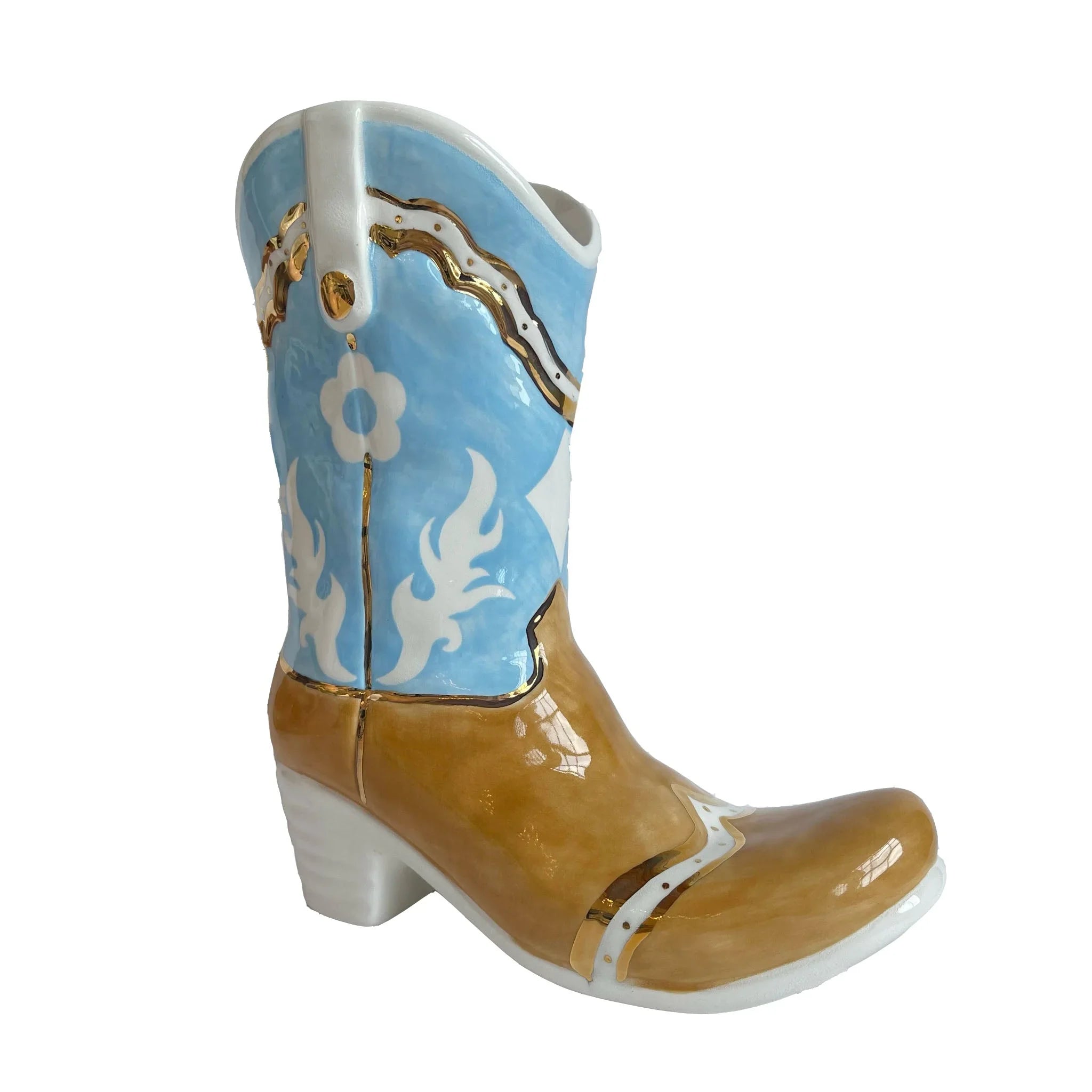 Western Cowboy Boot Vase - Two Tone | Dorm Decor | Accessories