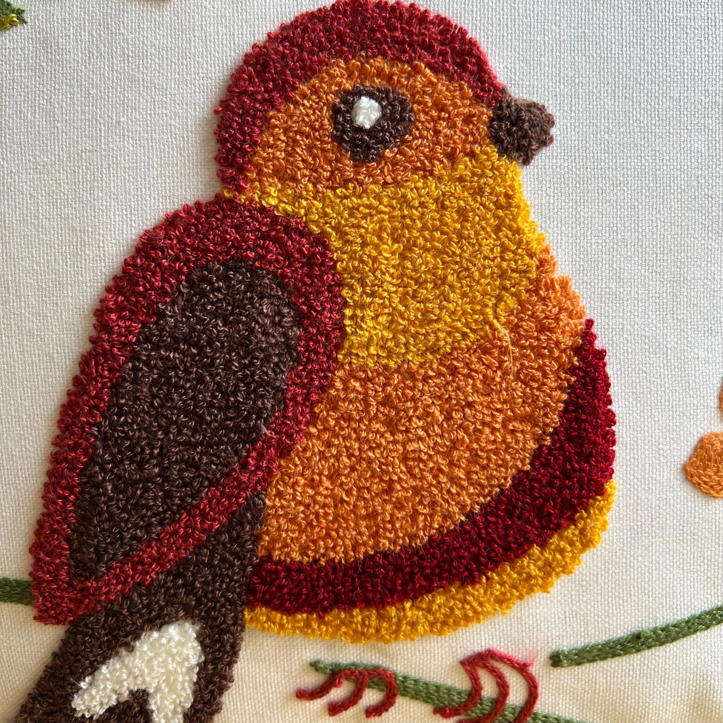Bird & Bloom Embroidered Pillow Cover | Dorm Decor