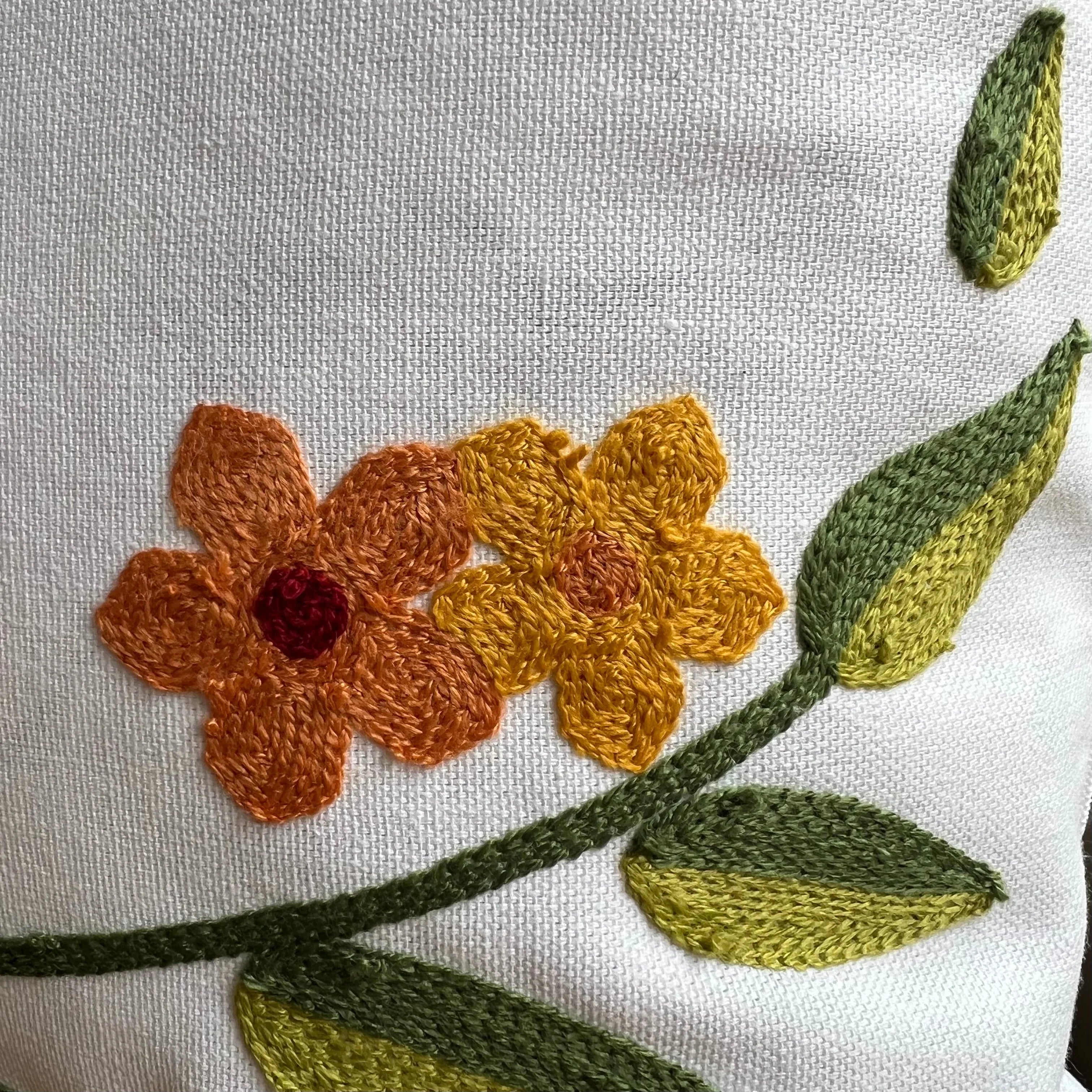 Bird & Bloom Embroidered Pillow Cover | Dorm Decor