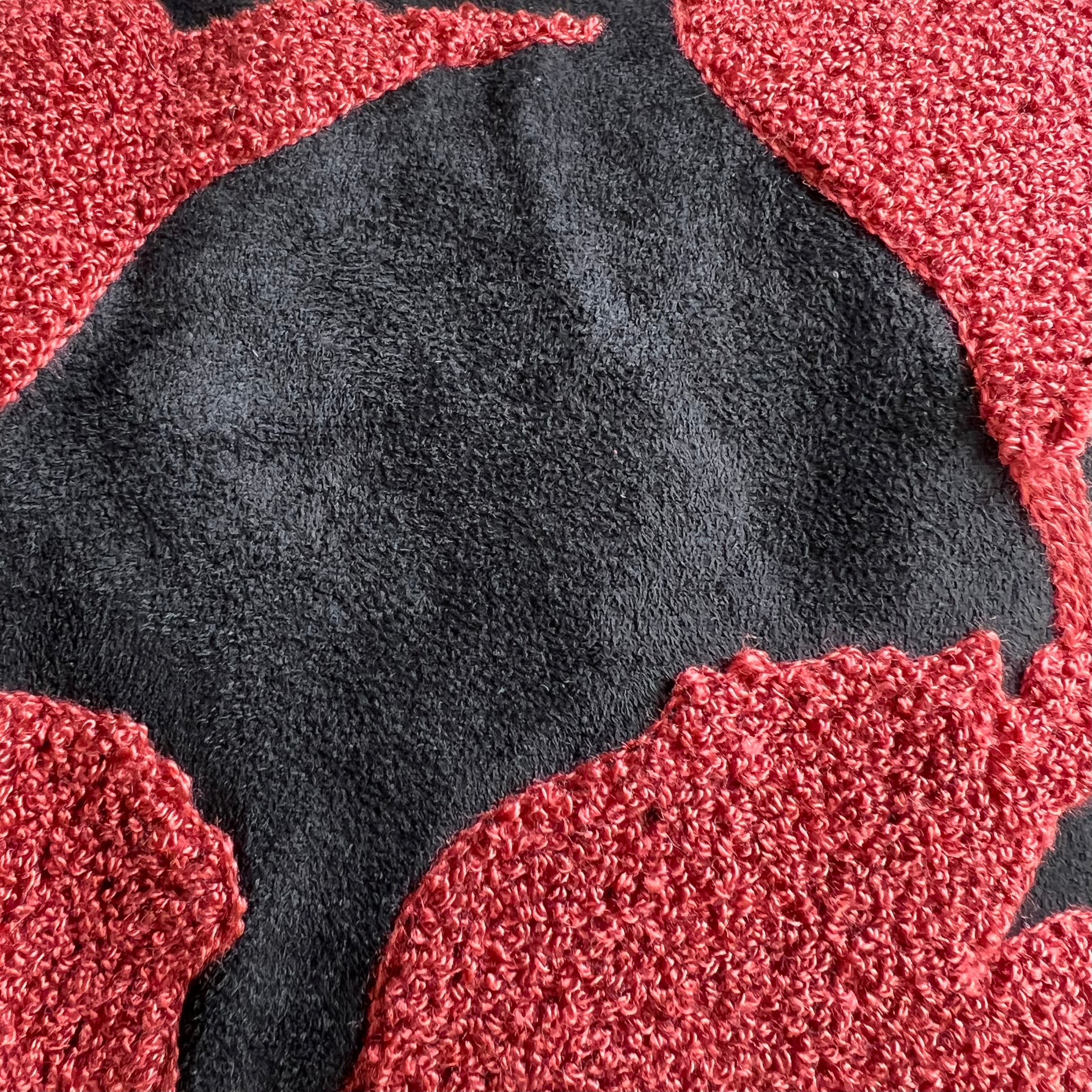 Red and Black Floral Embroidered Pillow Cover | Colorful Dorm Decor