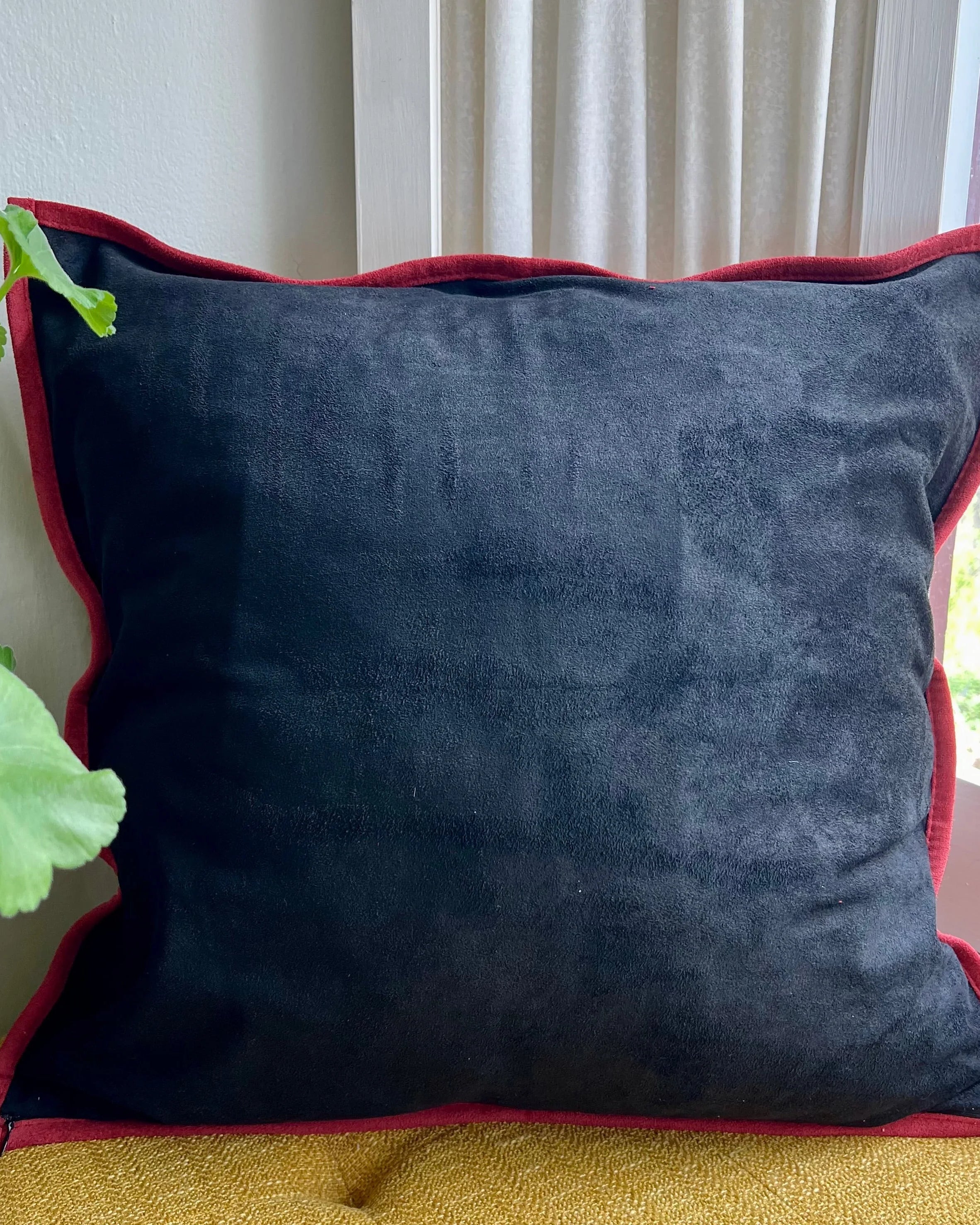 Red and Black Floral Embroidered Pillow Cover | Colorful Dorm Decor