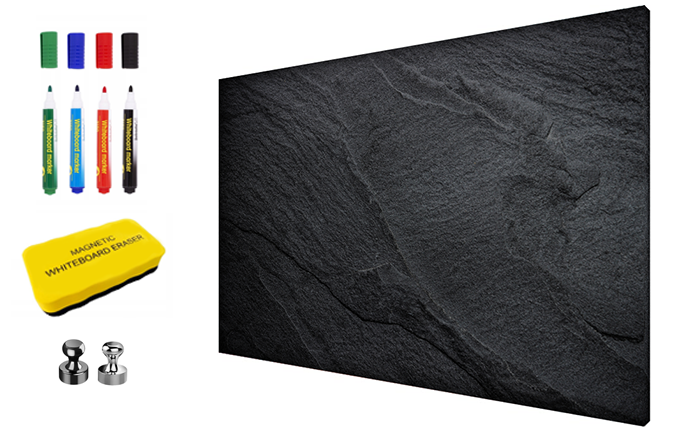 Black Slate Style XL 3-in-1 Magnetic Dry-Erase Board Dry-Erase Board