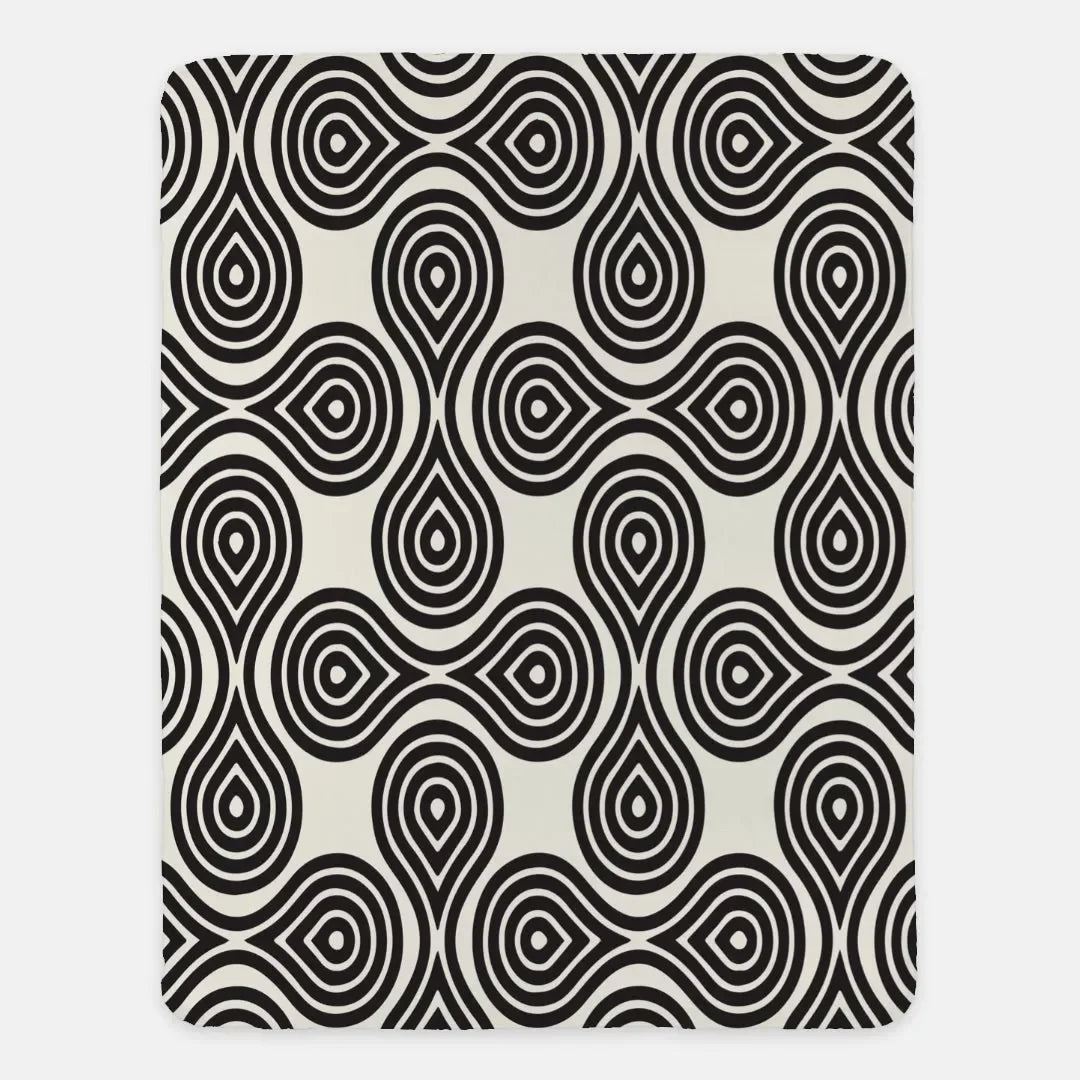 Modern Black Swirl XL 60x80 Sherpa Blanket Throw Blankets