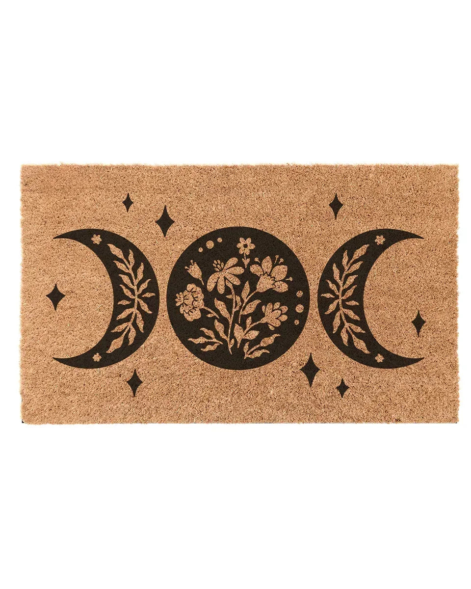 Boho Moon Phase Coir Doormat | Custom Entryway Welcome Mat