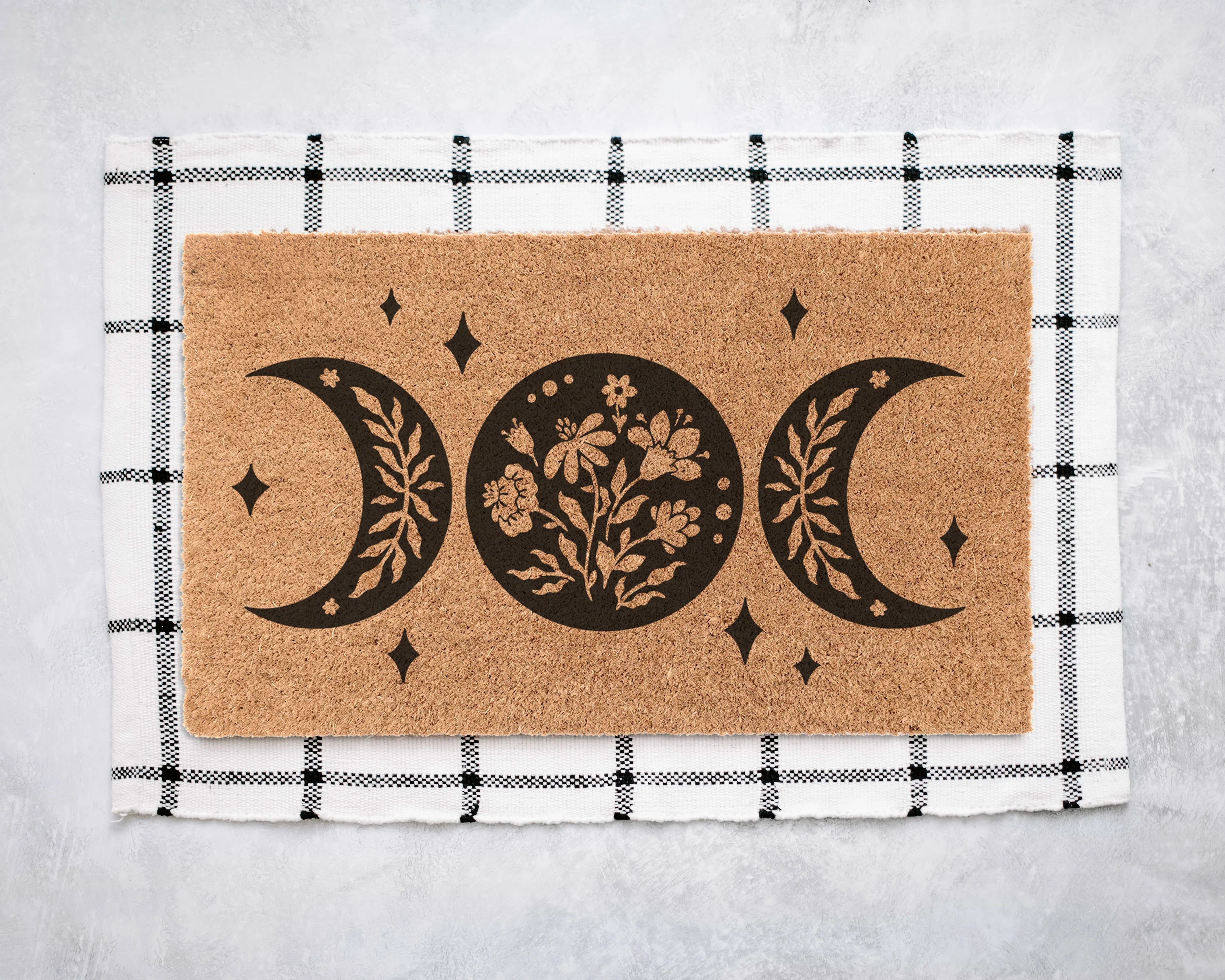 Boho Moon Phase Coir Doormat Door Mats