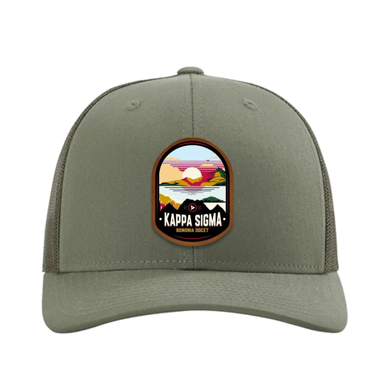 Kappa Sigma Richardson 112 UV Print Leatherette Patch Trucker Hat - Ventura Loden Trucker Hat