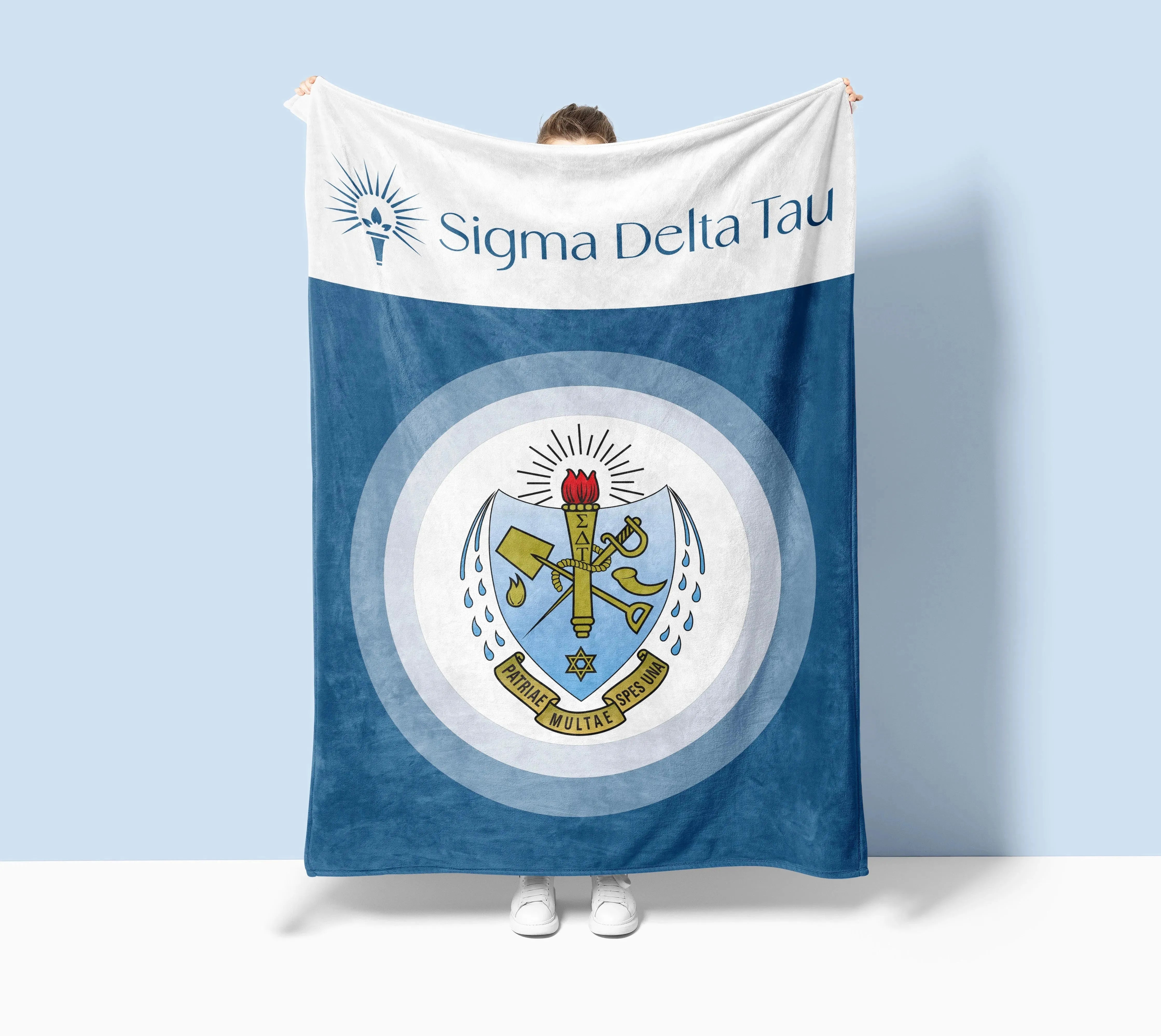 Sigma Delta Tau XL 60x80 Sherpa Throw Blanket - Crest Throw Blankets