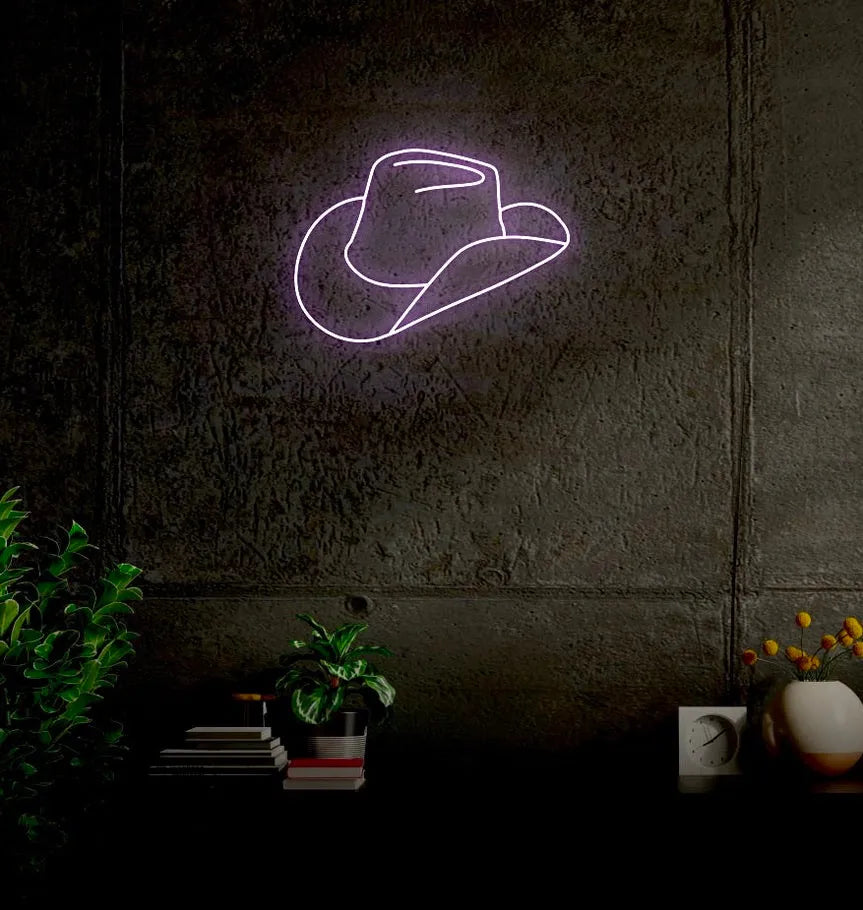 Cowboy Hat LED Neon Sign w/ Dimmer Neon Signs